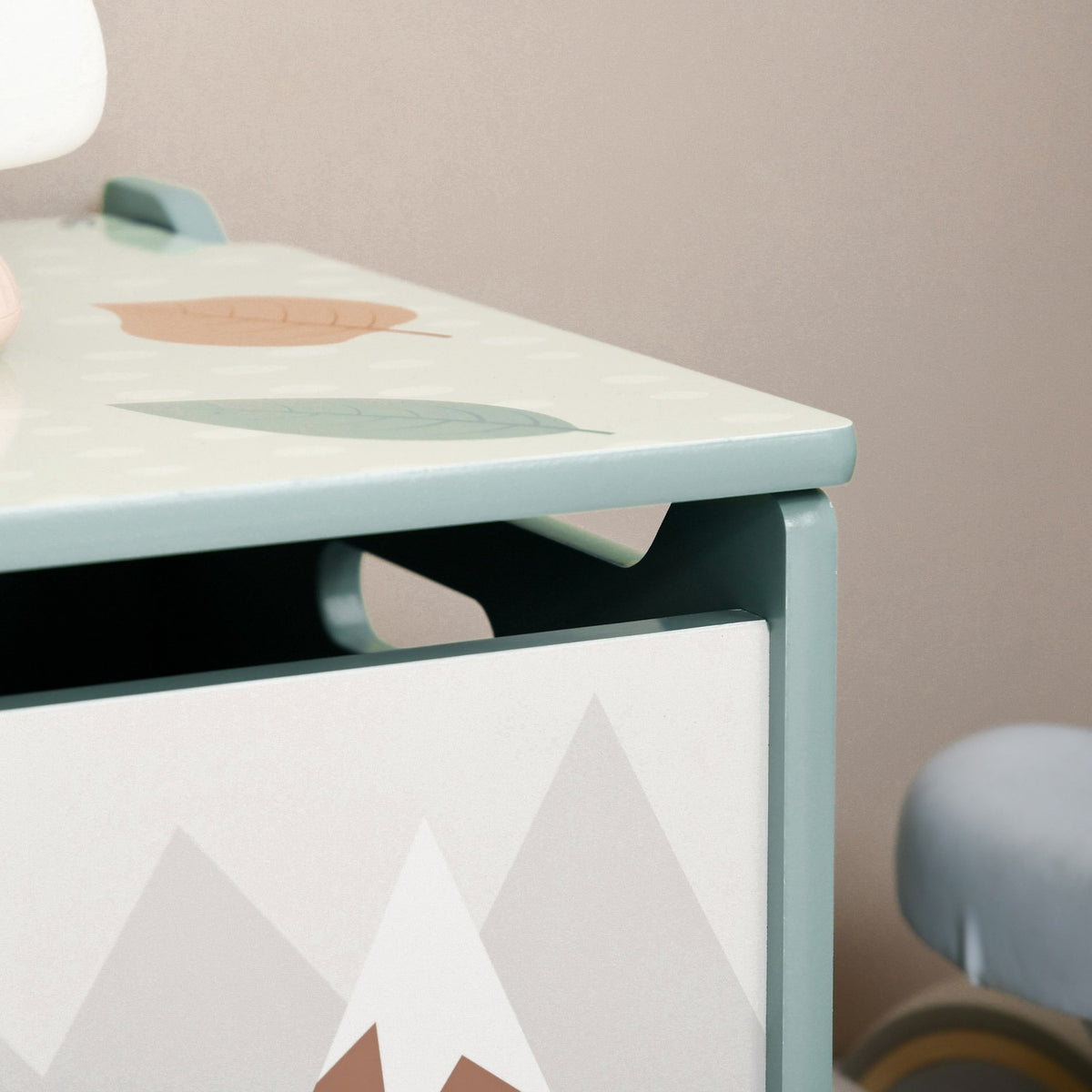Truhla na hračky s víkem – roztomilý zvířecí design, zelená, bezpečné panty