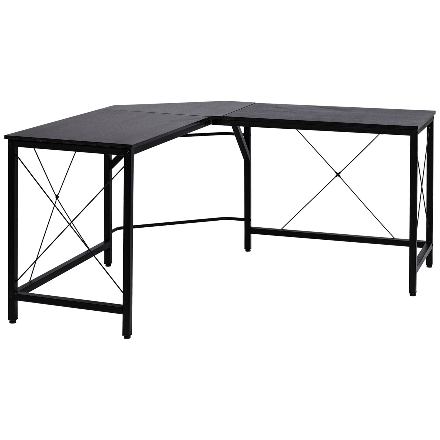 L-format hörnskrivbord, svart MDF, 150x150x76 cm