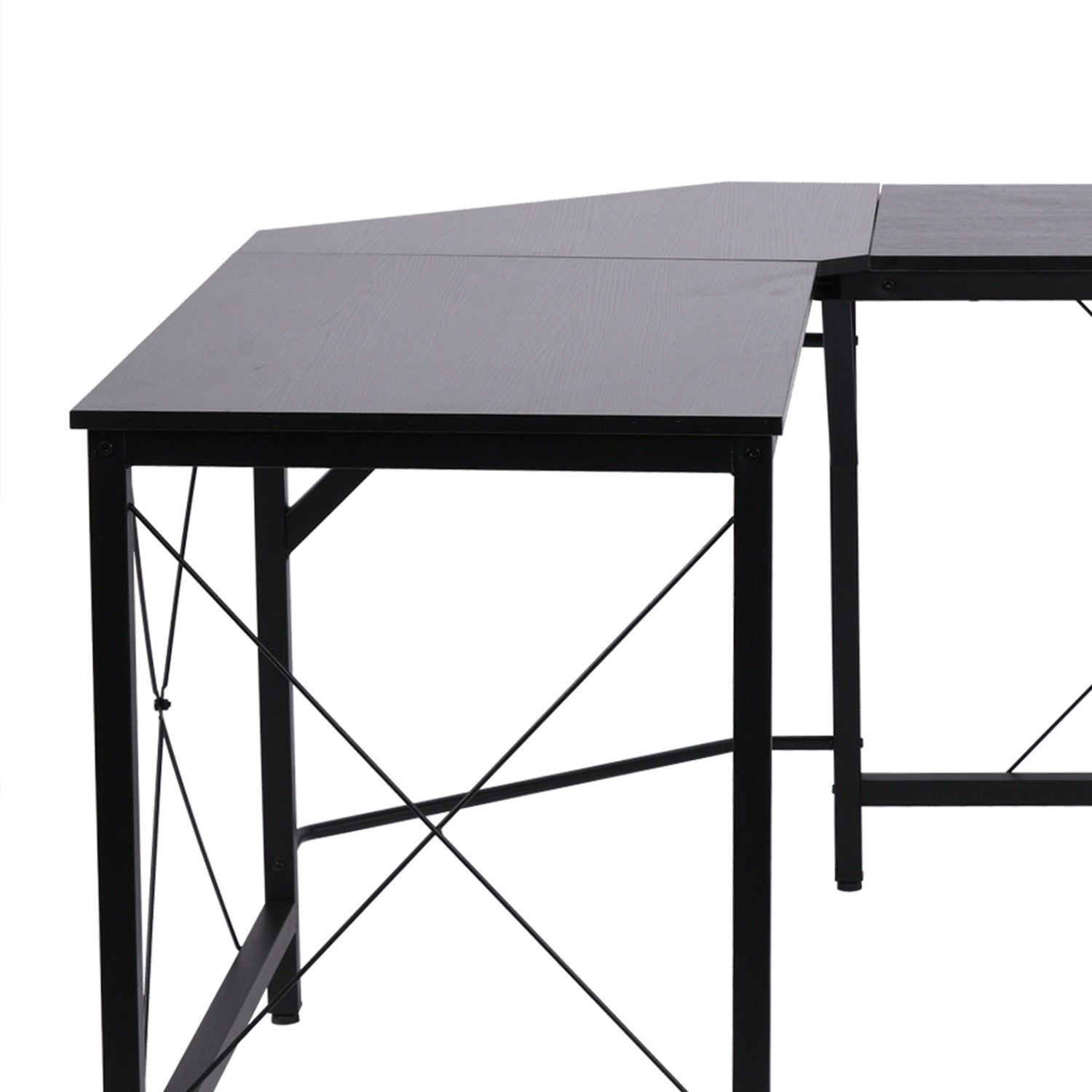 L-format hörnskrivbord, svart MDF, 150x150x76 cm