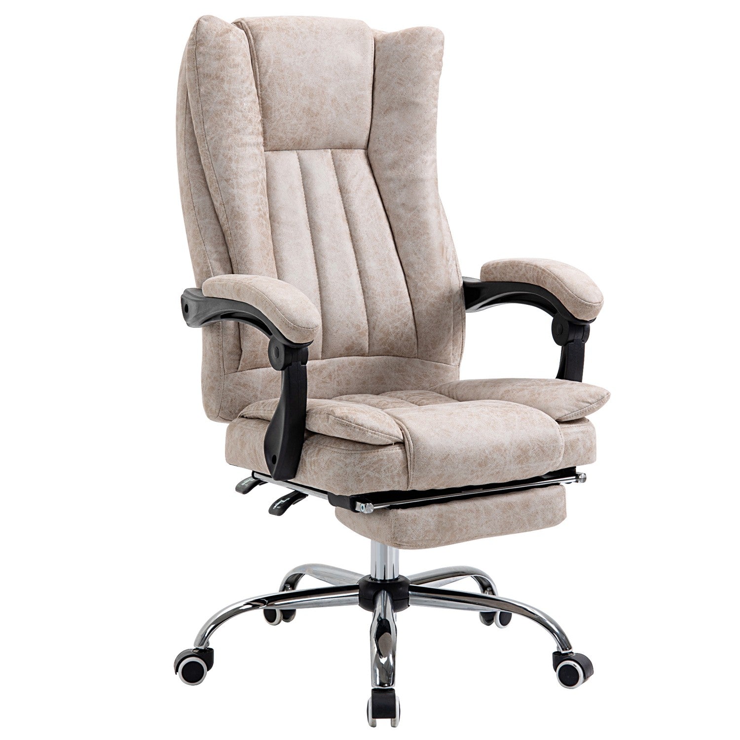 Liggande kontorsstol, mikrofiber, justerbar höjd, beige