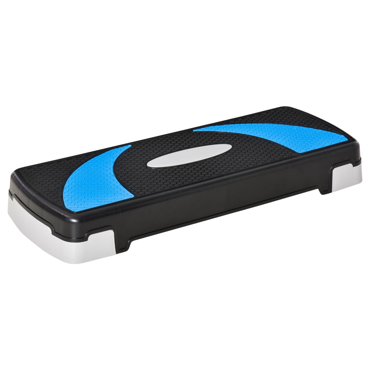 Světle modrý aerobní stepper, nastavitelná výška, nosnost 150 kg