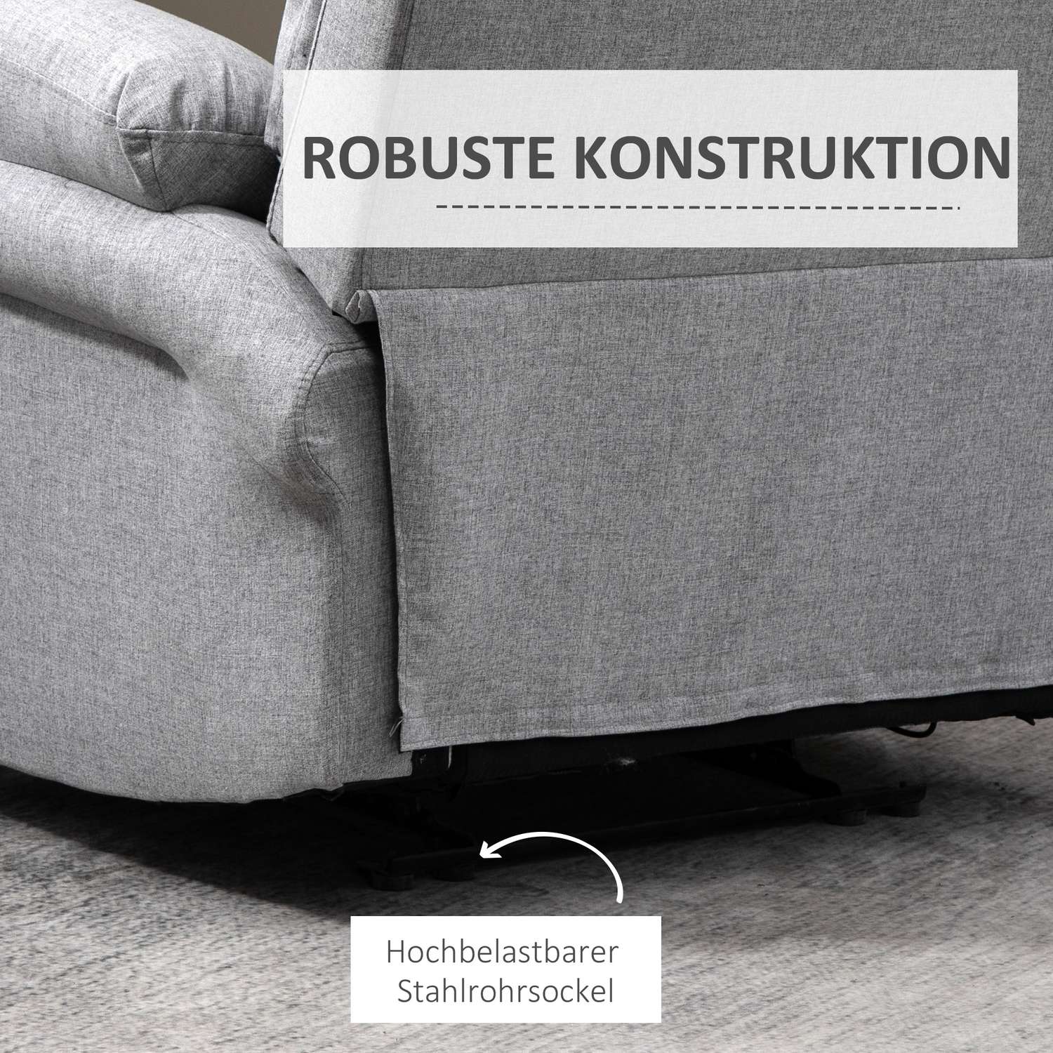 Ljusgrå vilstol med 165° lutning & hopfällbart fotstöd