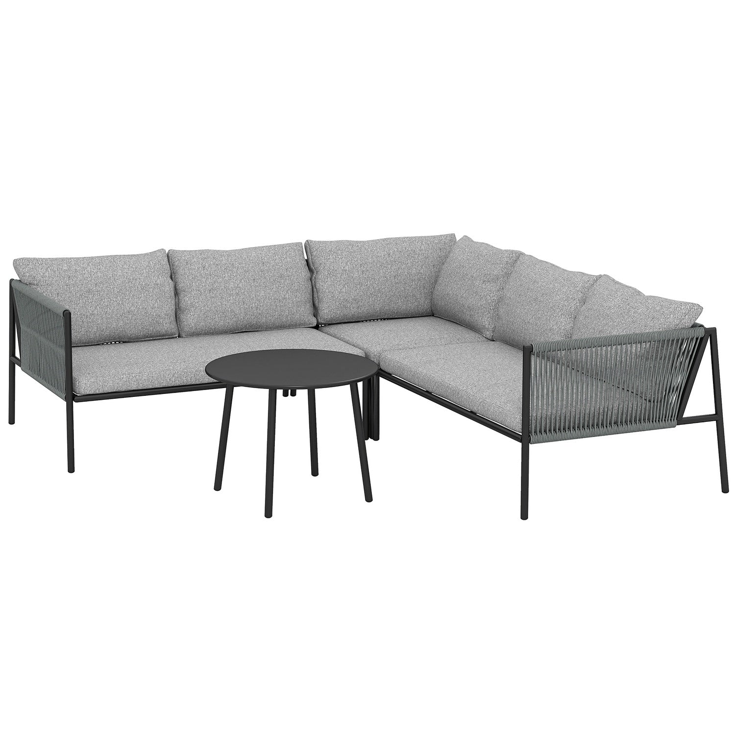 Venkovní lounge set z polyratanu, povětrnostně odolné sezení pro 6 osob