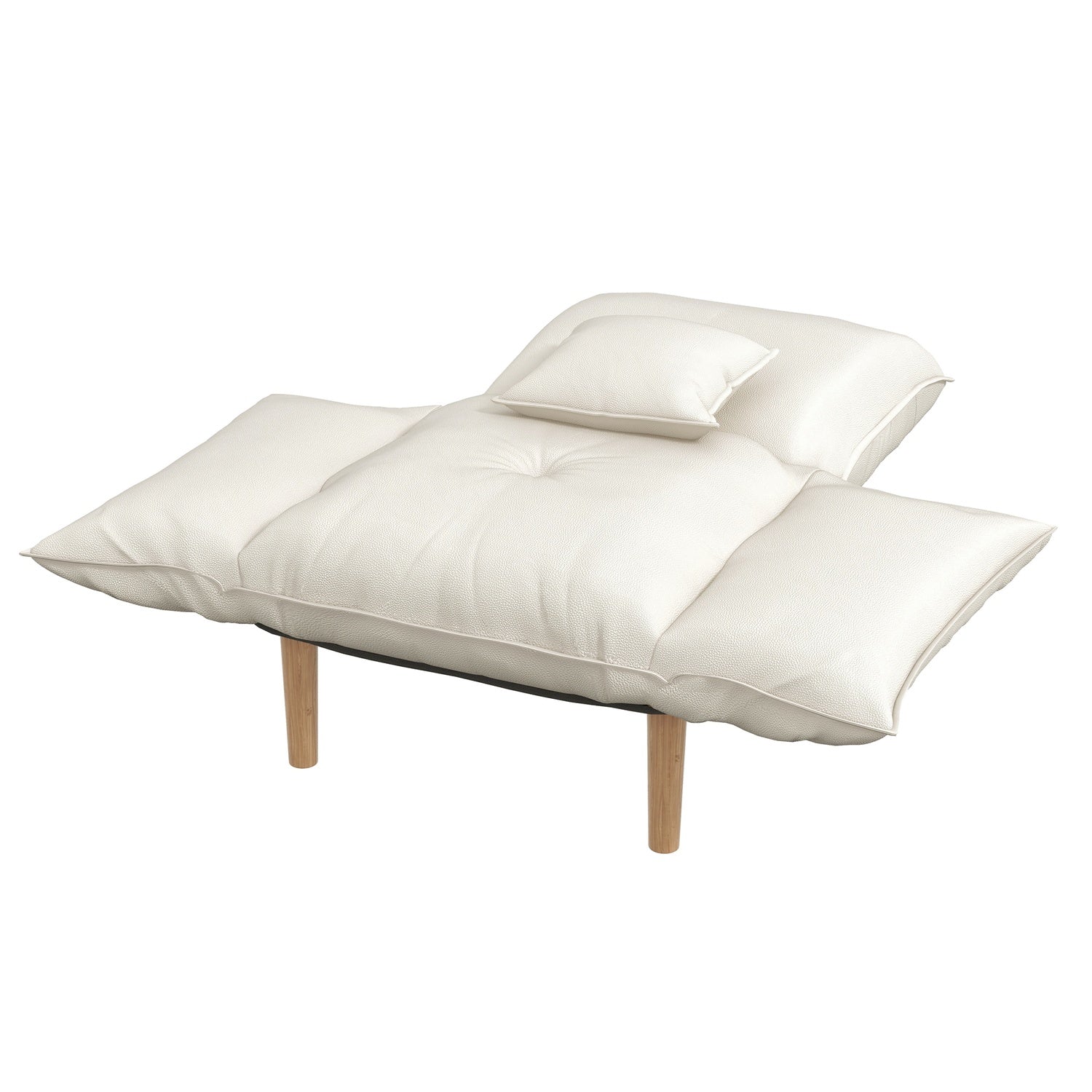 Loungestol med kuddar, justerbar och krämig mikrofiber