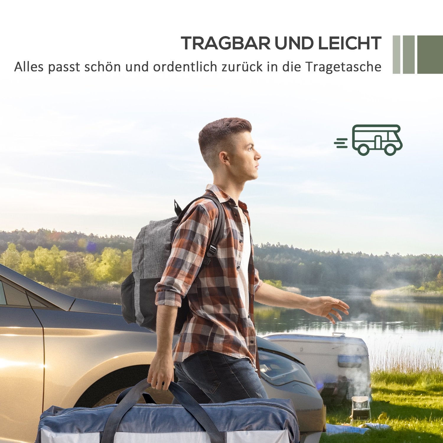 Lehký vodotěsný autostan, ochrana proti slunci