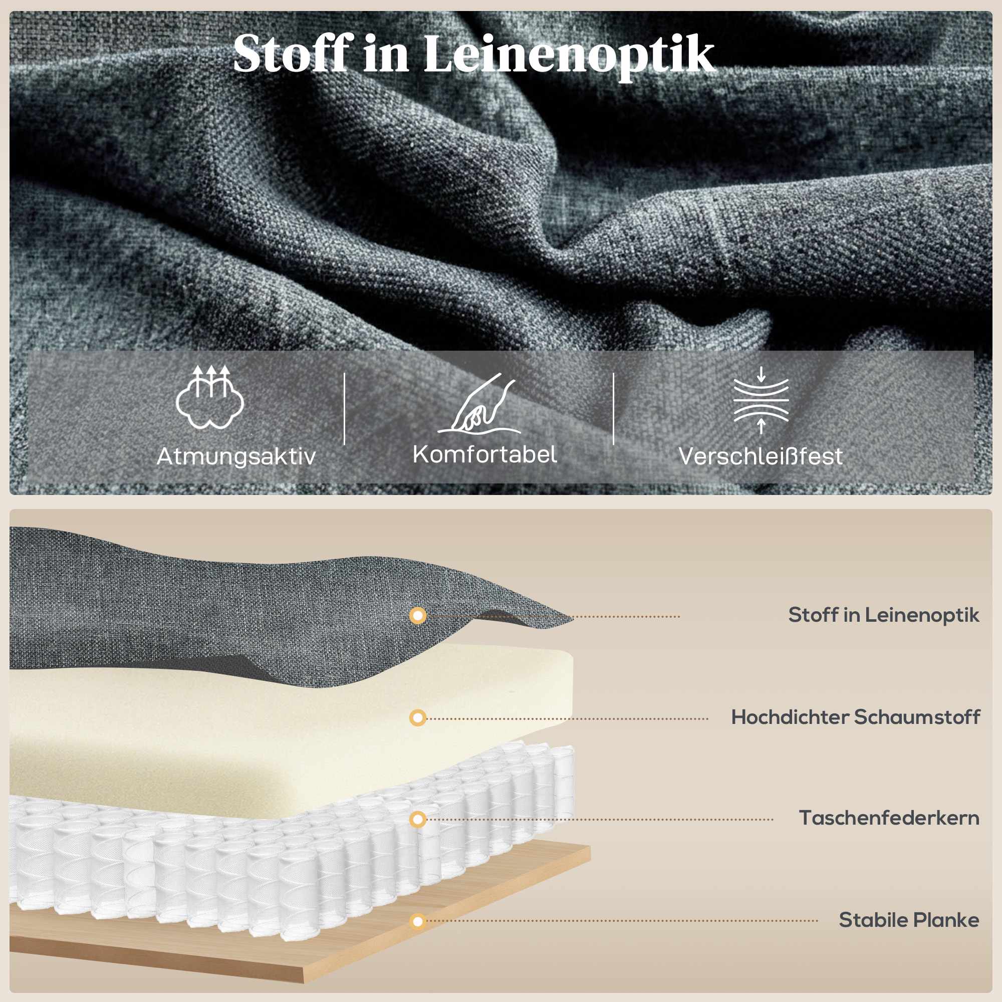 Lyftfåtölj med massagefunktion, värme, linneutseende, grå