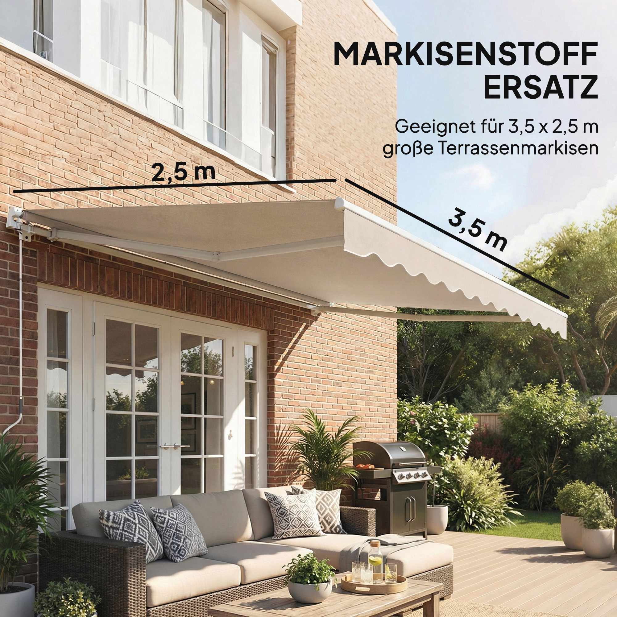Markistyg, 280 g/m² polyester, UPF 50+