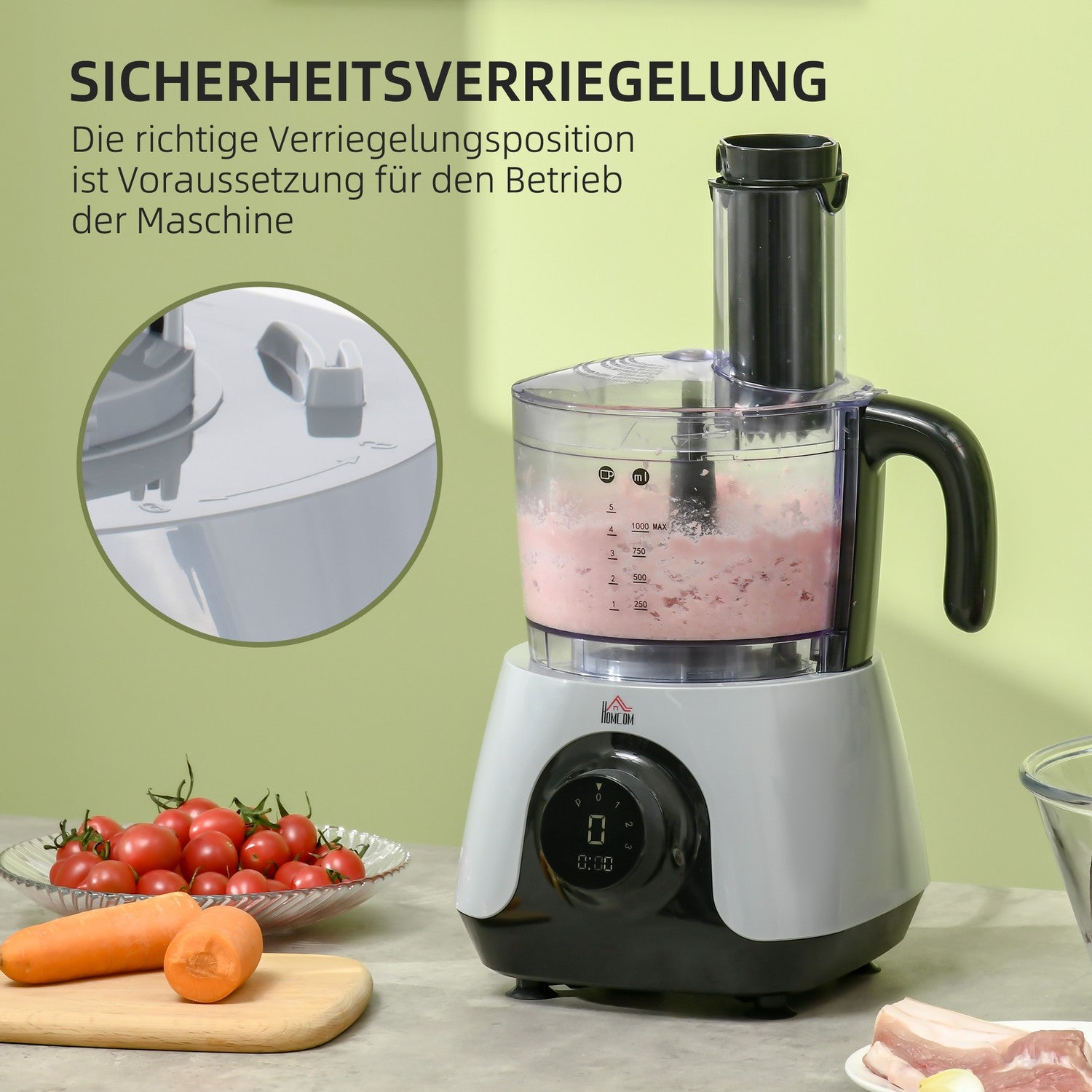 Matberedare, 650W, 1,25L behållare, 3 hastigheter, 4 blad