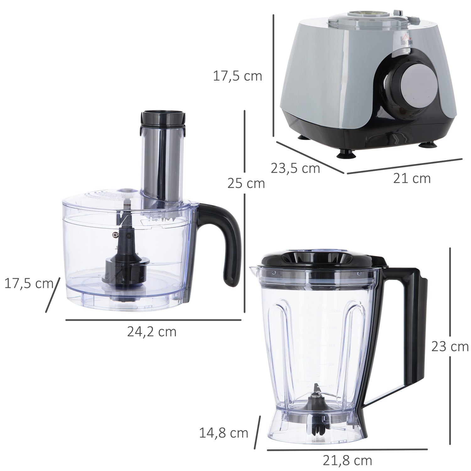 Matberedare, 650W, 1,25L behållare, 3 hastigheter, 4 blad