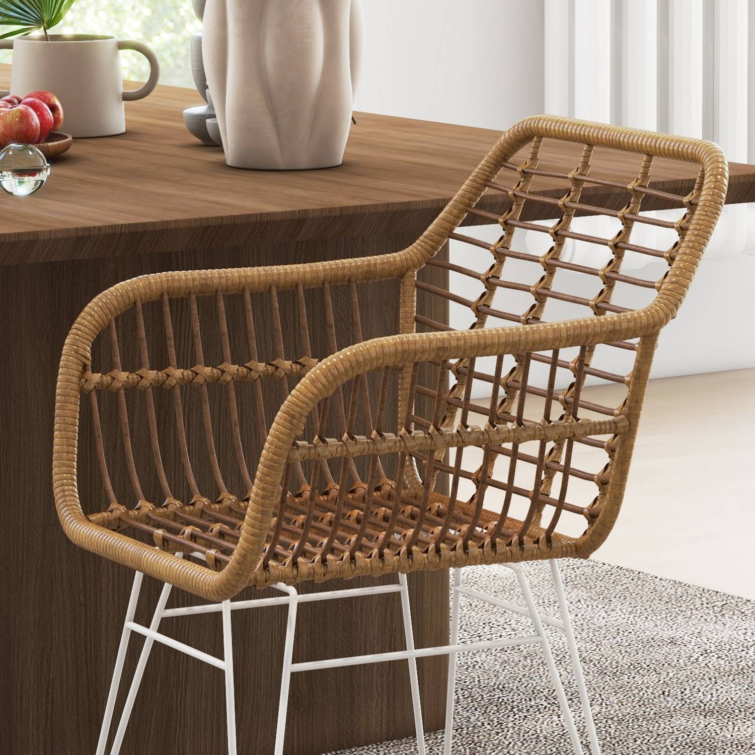 Ratanové jídelní židle, ergonomické, nosnost 120 kg, boho styl