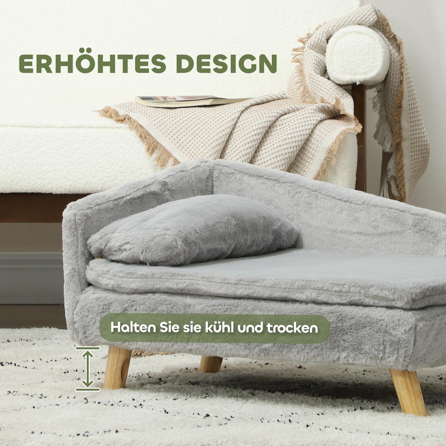 Medium hundsoffa med tvättbar kudde, förhöjd design