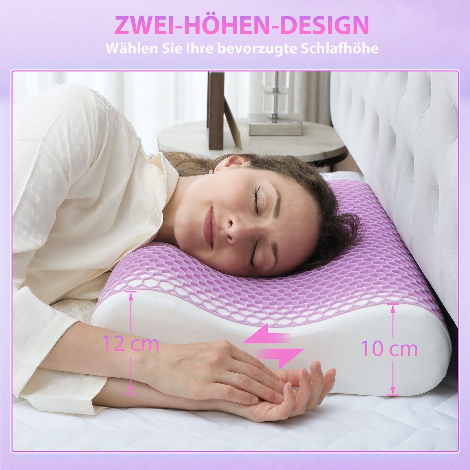 Memory Foam-kudde, ergonomiskt nackstöd, 2 höjder