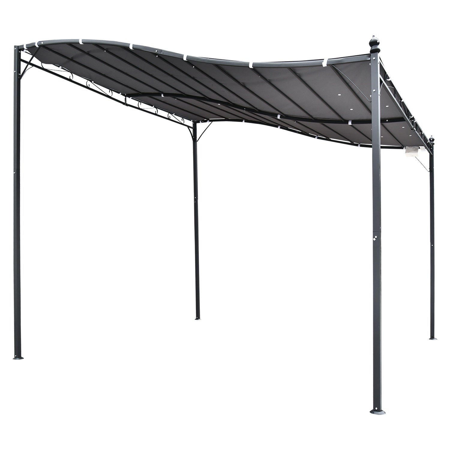 Metal Garden Gazebo-tält – Grå, 297 x 297 cm