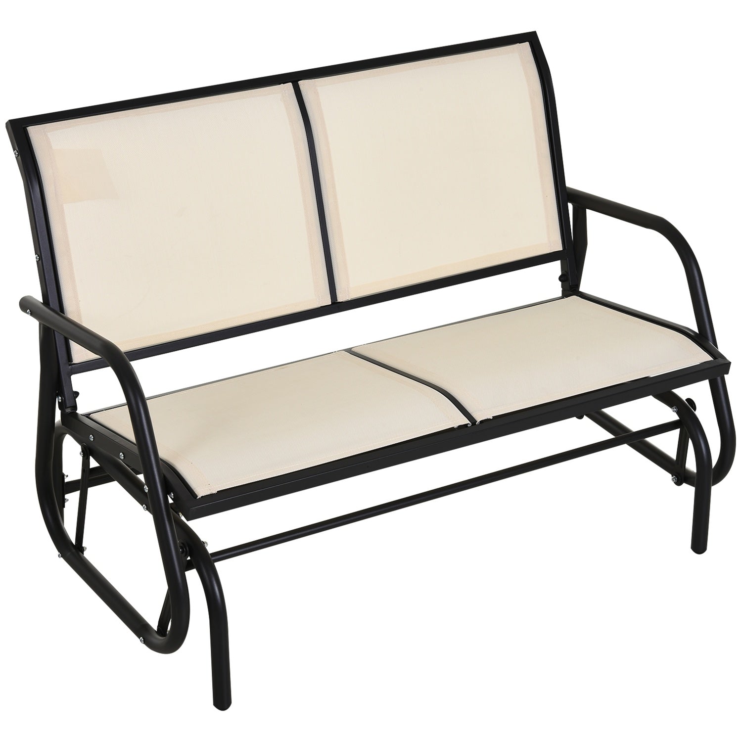 Metall 2-sits gungbänk – Svart & Beige 120x70x85 cm