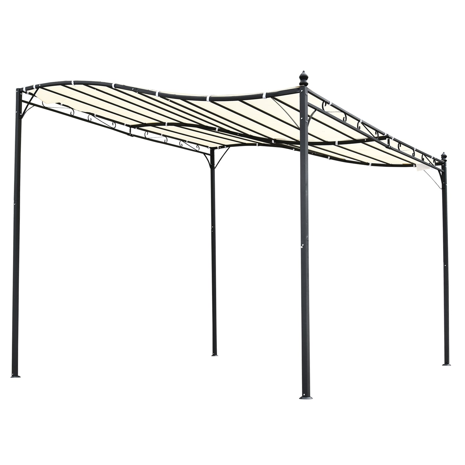 Metall Pergola Gazebo Canopy, Kräm, 297x297 Cm