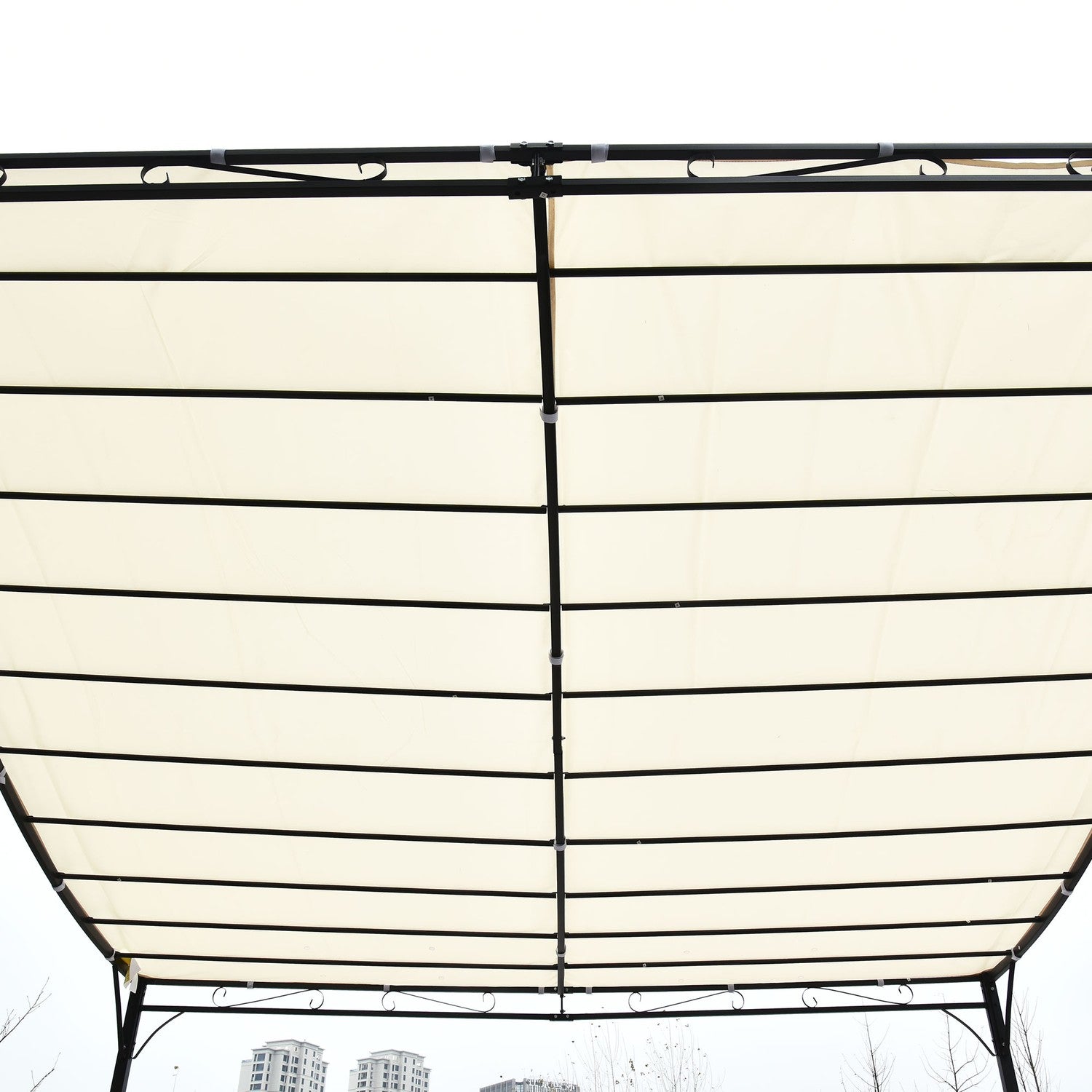 Metall Pergola Gazebo Canopy, Kräm, 297x297 Cm