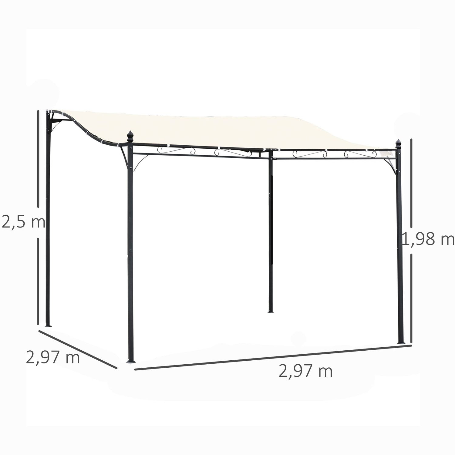 Metall Pergola Gazebo Canopy, Kräm, 297x297 Cm