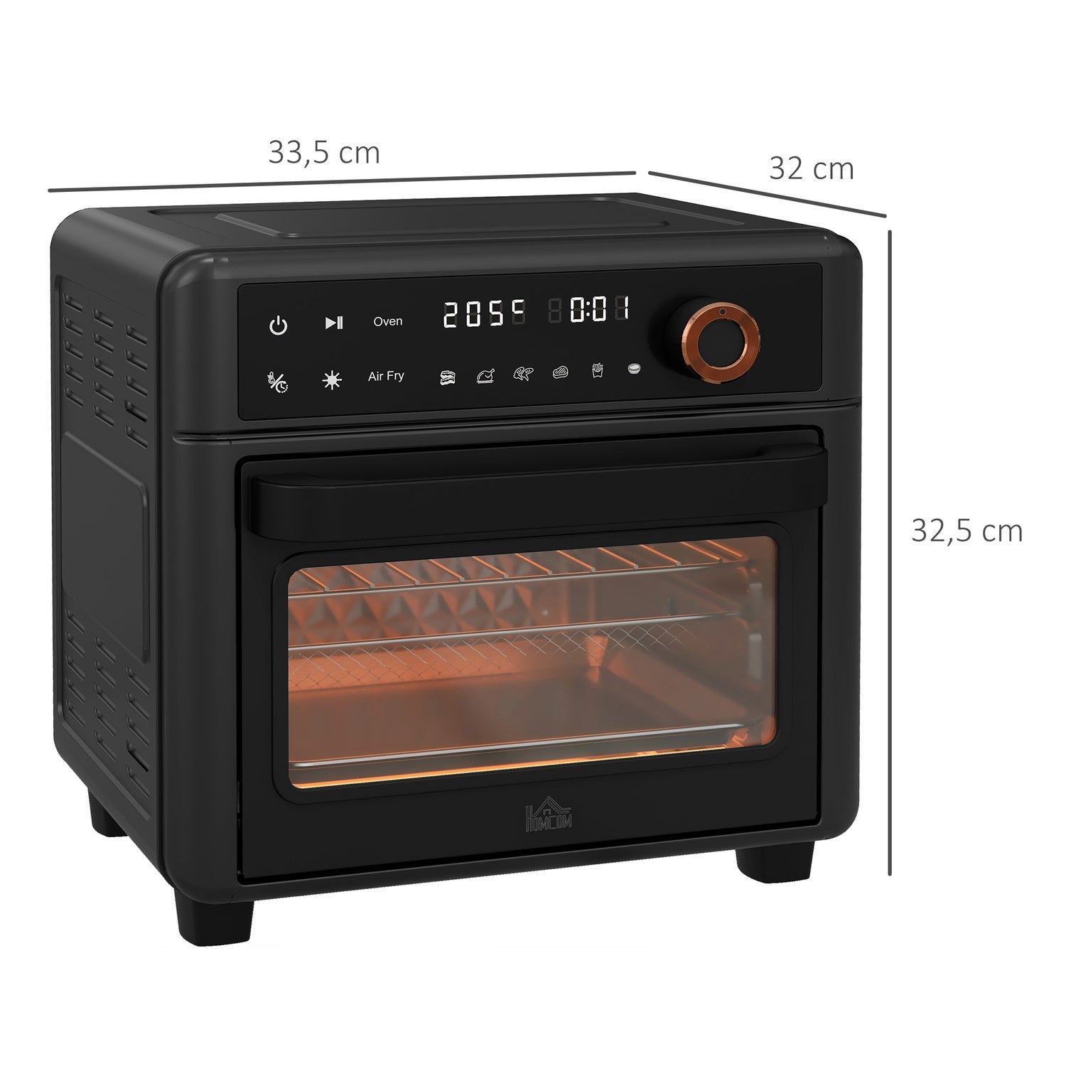Mini horkovzdušná fritéza s troubou, 13 l, 12 programů, 40–220 °C