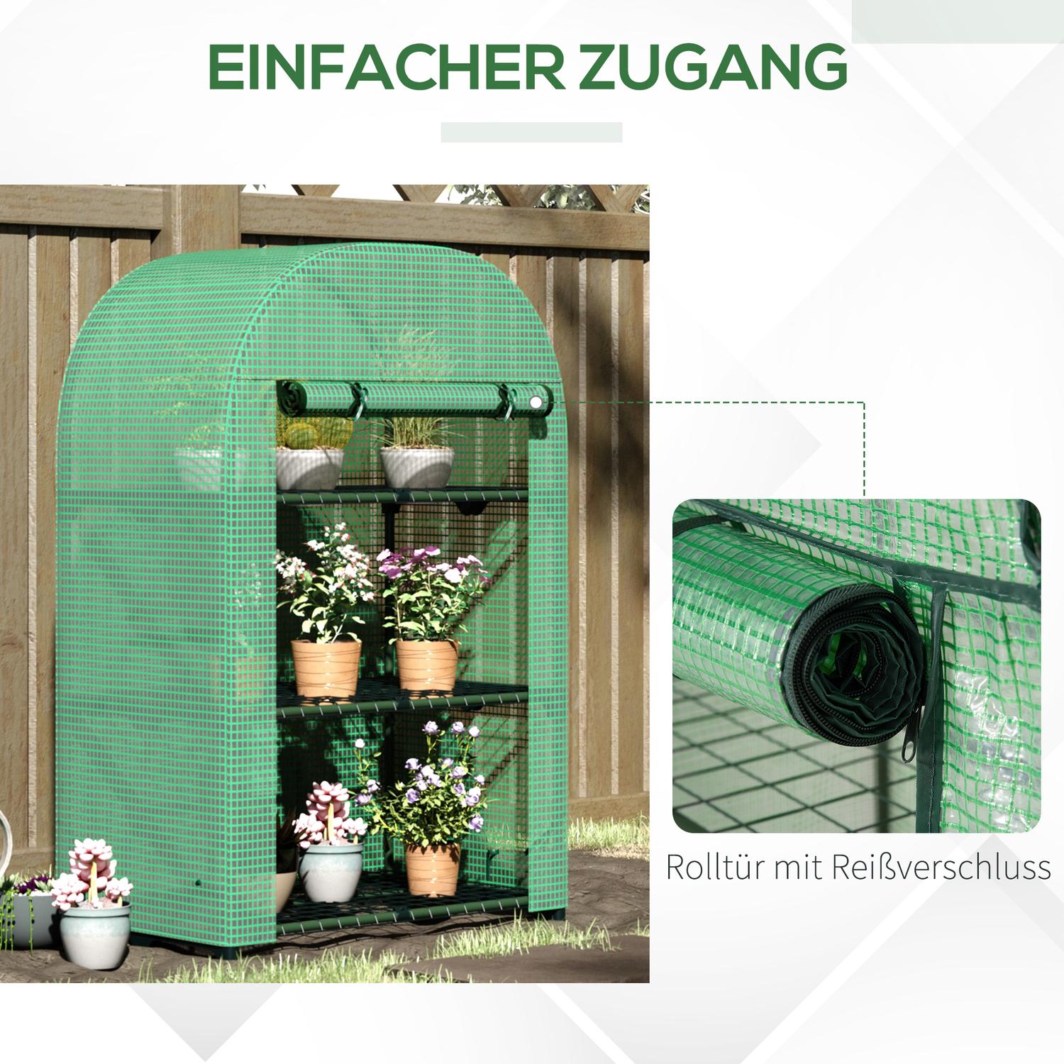 Mini Metal Greenhouse – 3 hyllor, grön, 80x49x120 cm