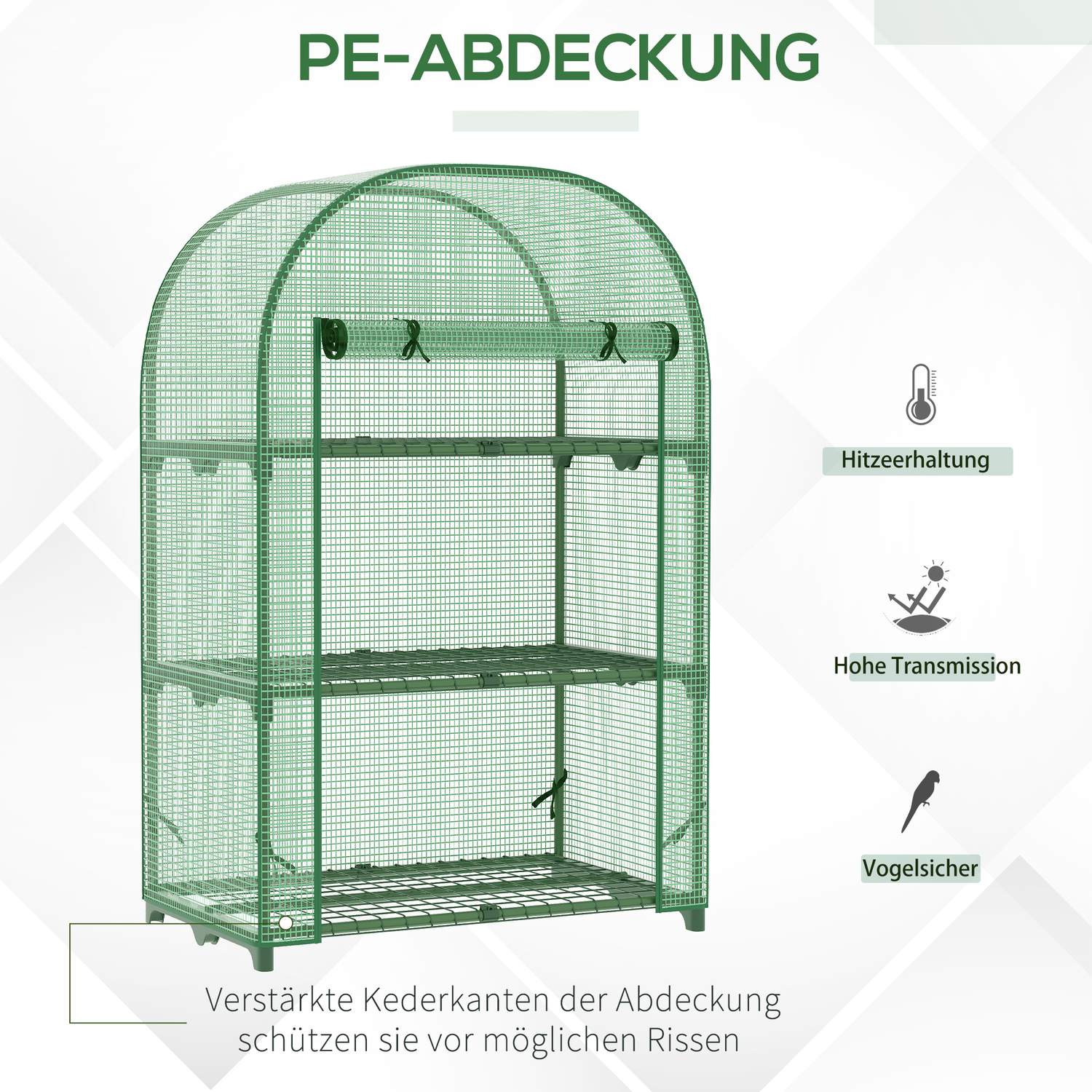 Mini Metal Greenhouse – 3 hyllor, grön, 80x49x120 cm