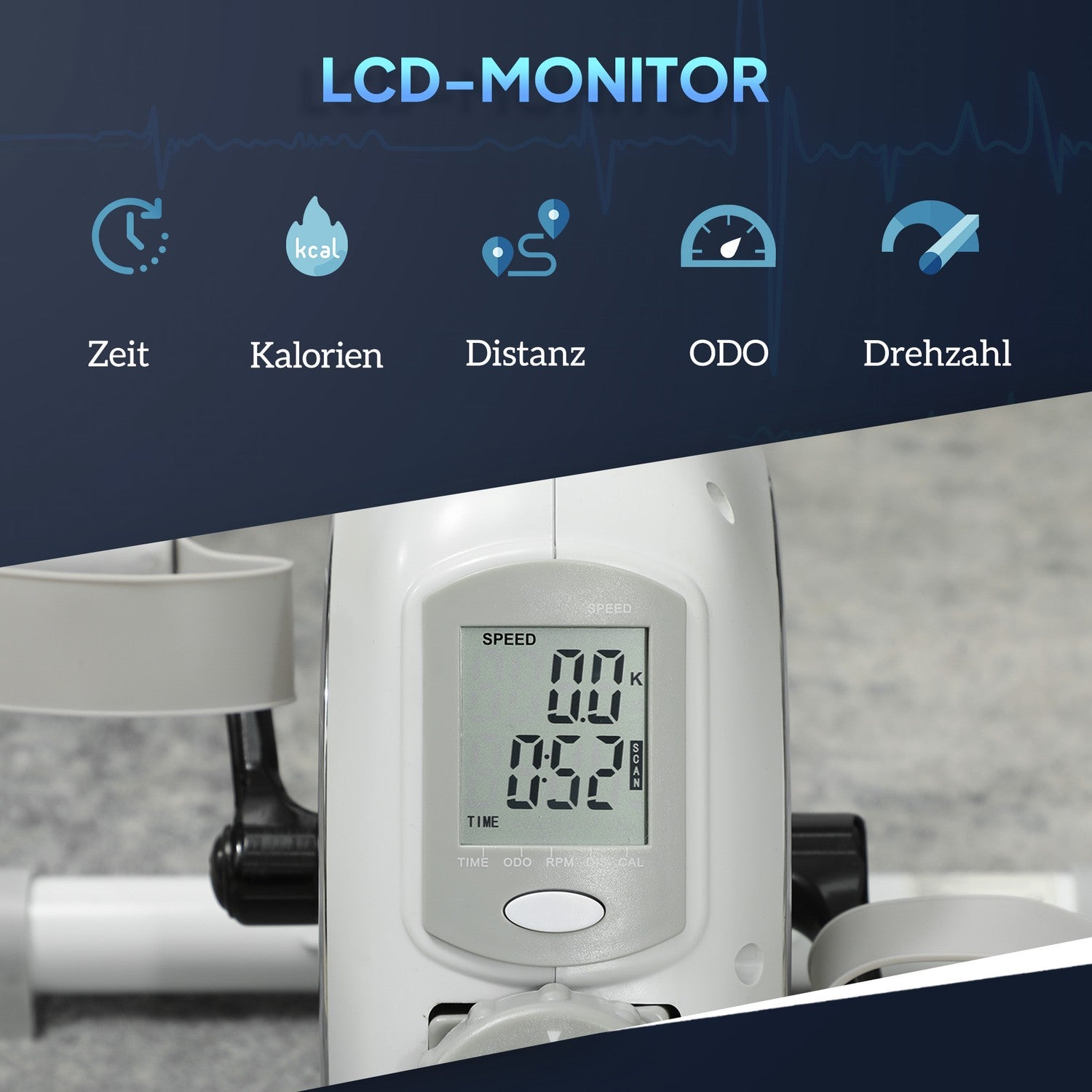 Mini rotoped pro seniory s LCD displejem a 8 úrovněmi odporu