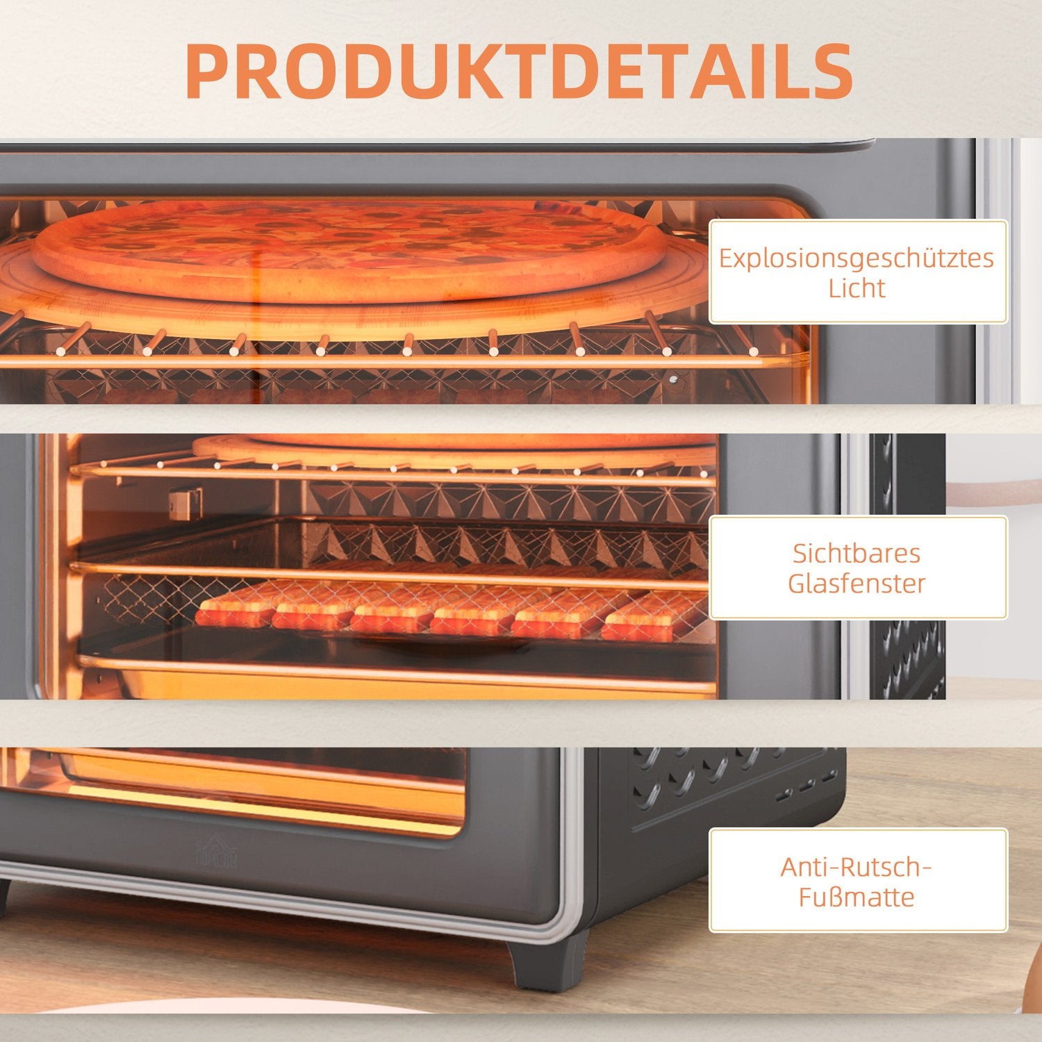 Mini trouba s horkovzdušnou cirkulací, 20 l, 1400 W, více režimů