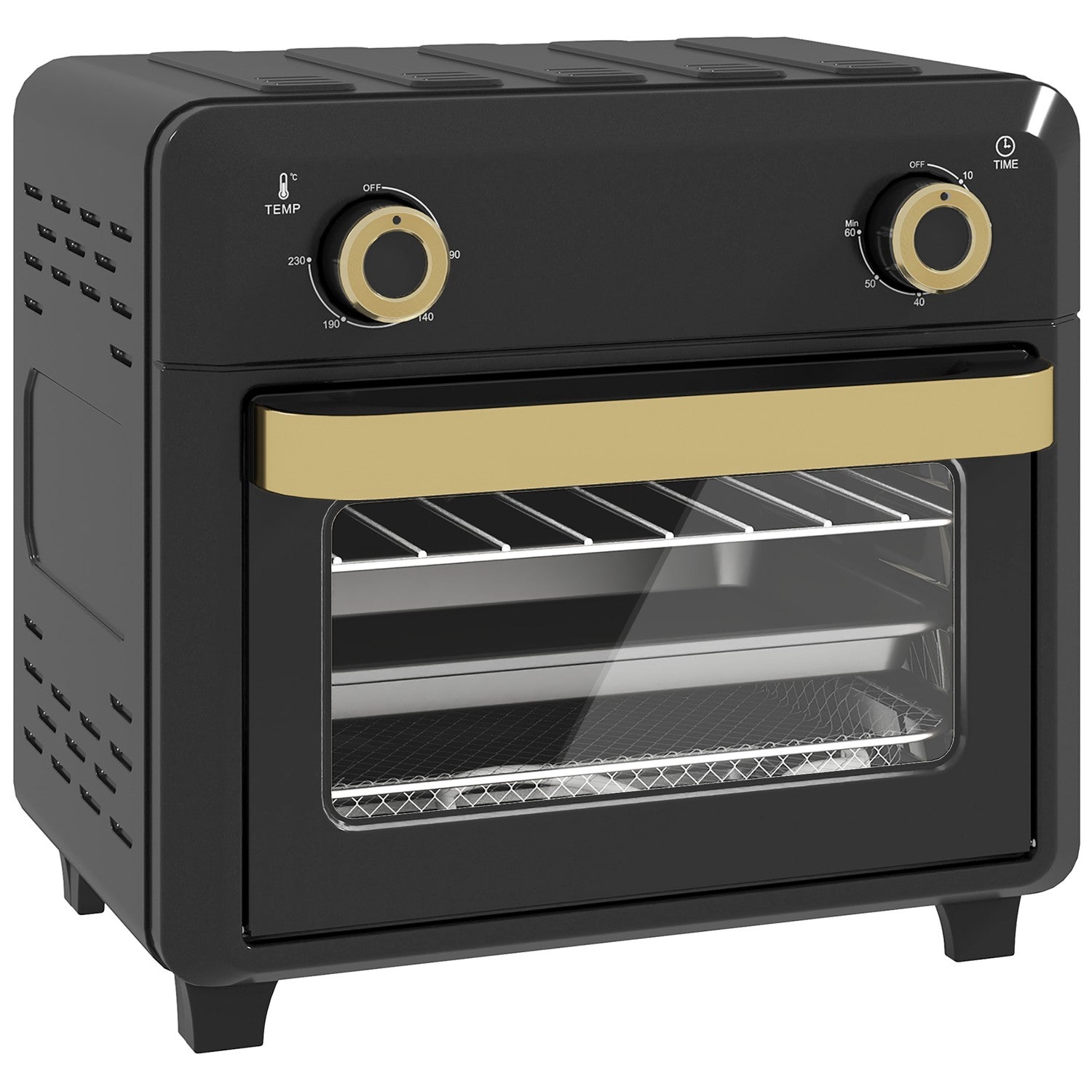 Miniugn med varmluft, airfryer, timer, 10L, svart