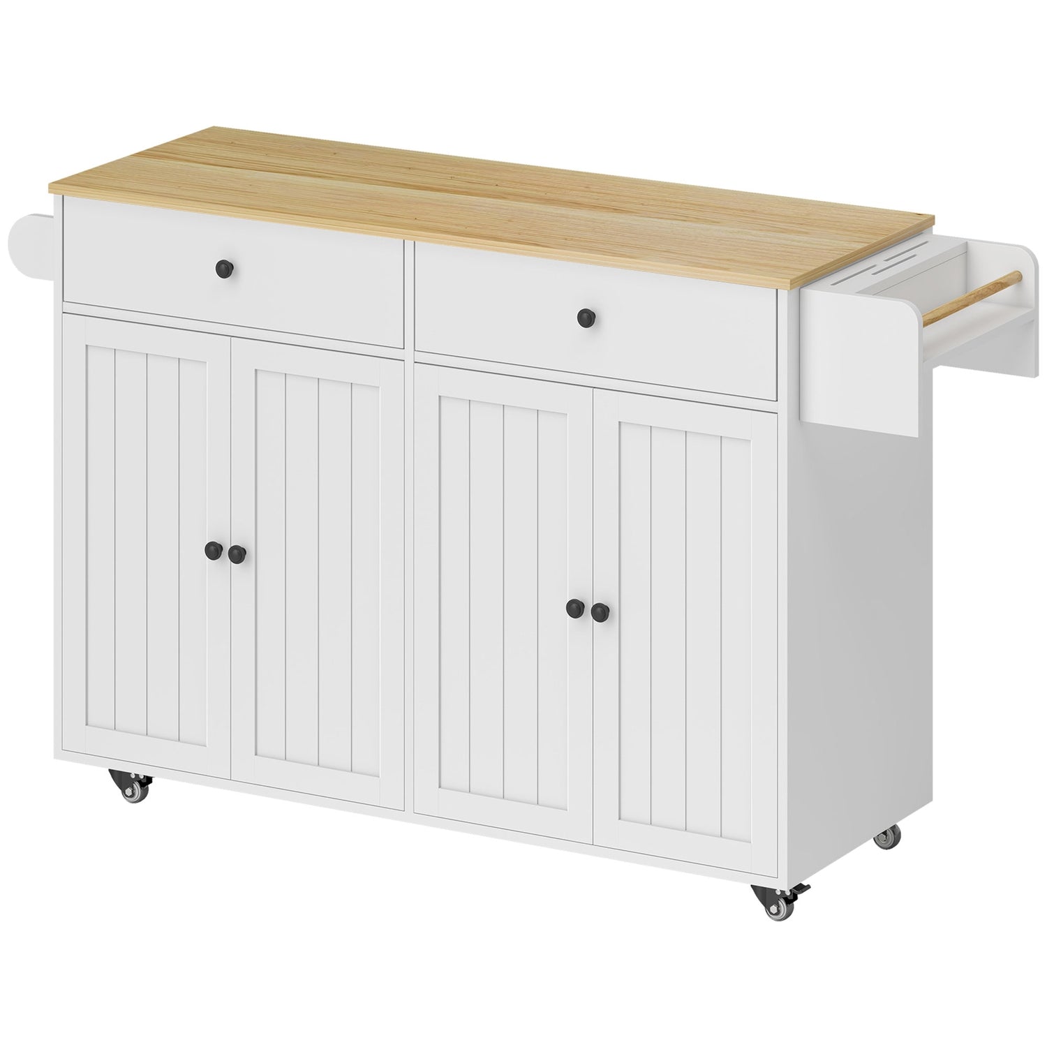 Mobil köksö, 2 lådor, kryddhylla, MDF, vit
