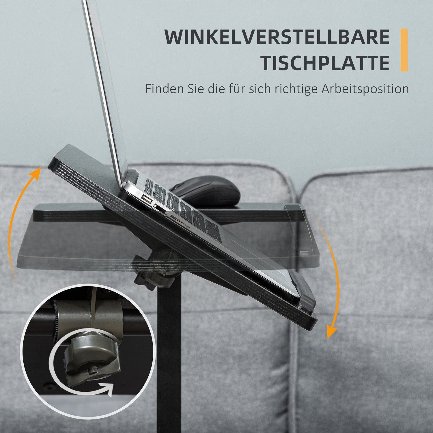 Mobilt bärbar stativbord, justerbar höjd, svart