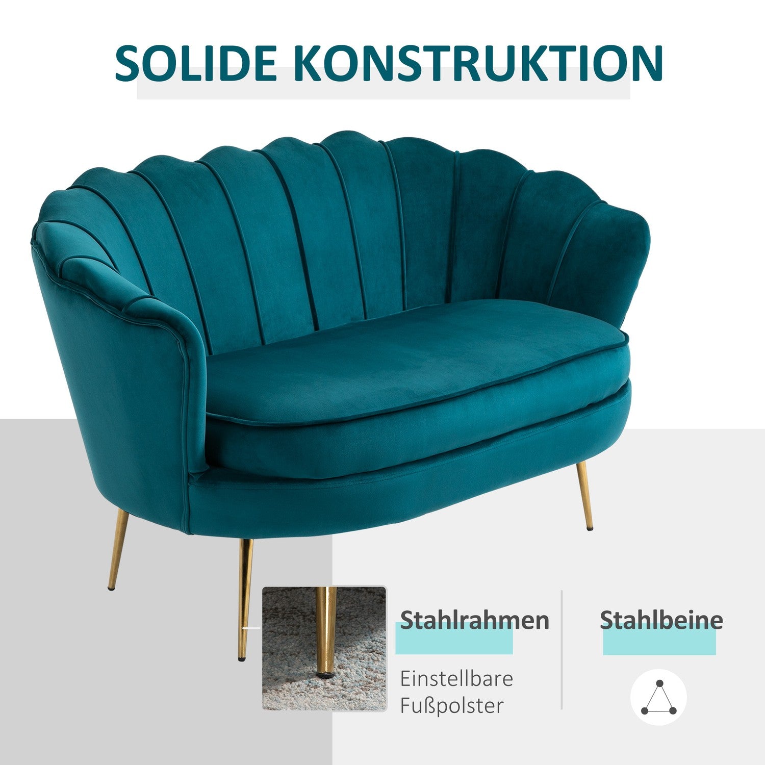 Moderní pohovka pro 2 osoby se sametovým vzhledem, 130 cm, tmavě zelená