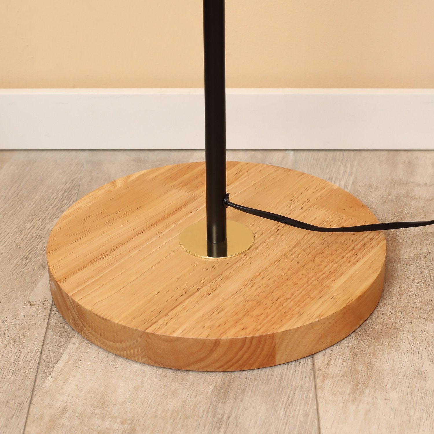Modern golvlampa, 40W, E27, tygskärm, guld+svart