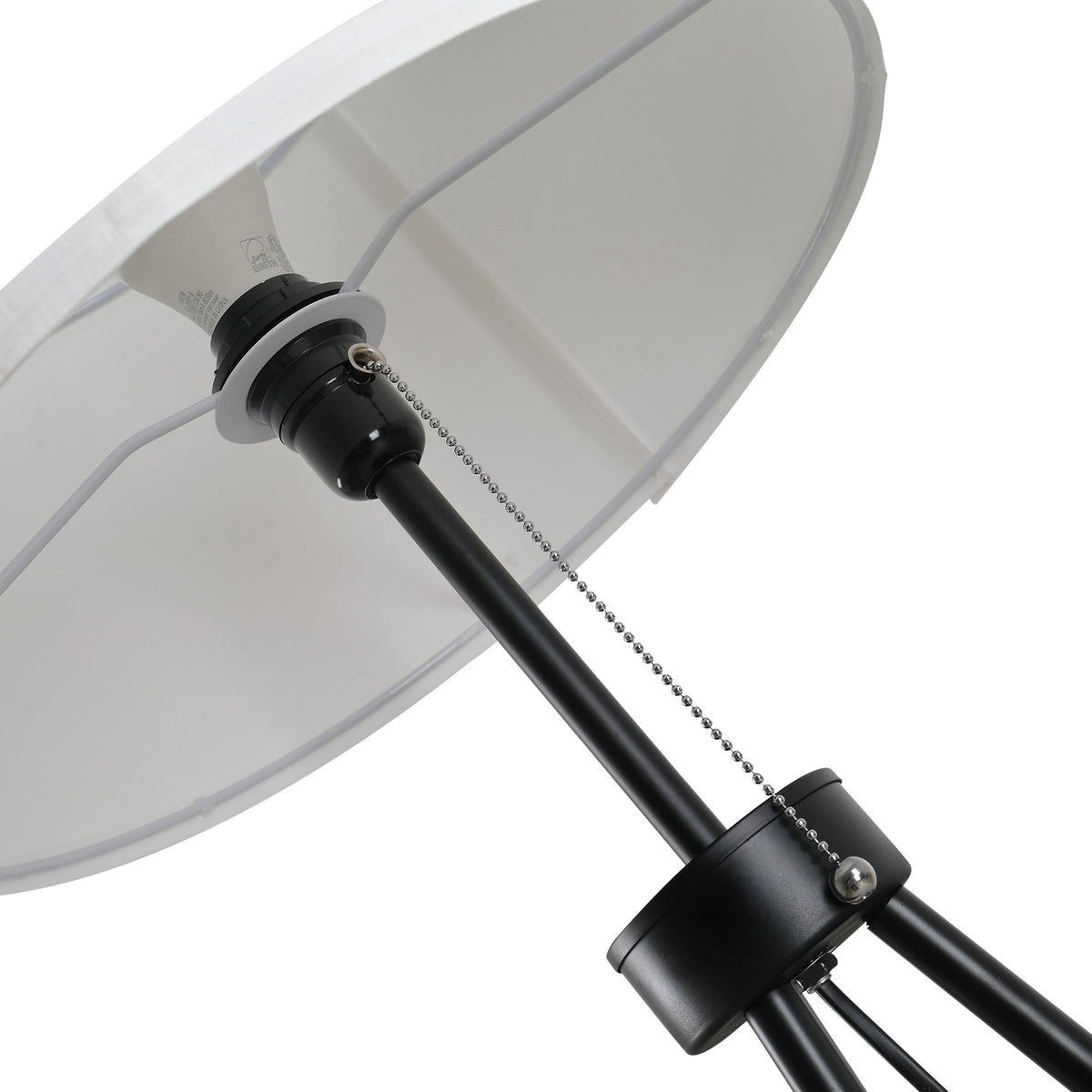 Moderní černobílá stojací lampa E27, ocel a polyester