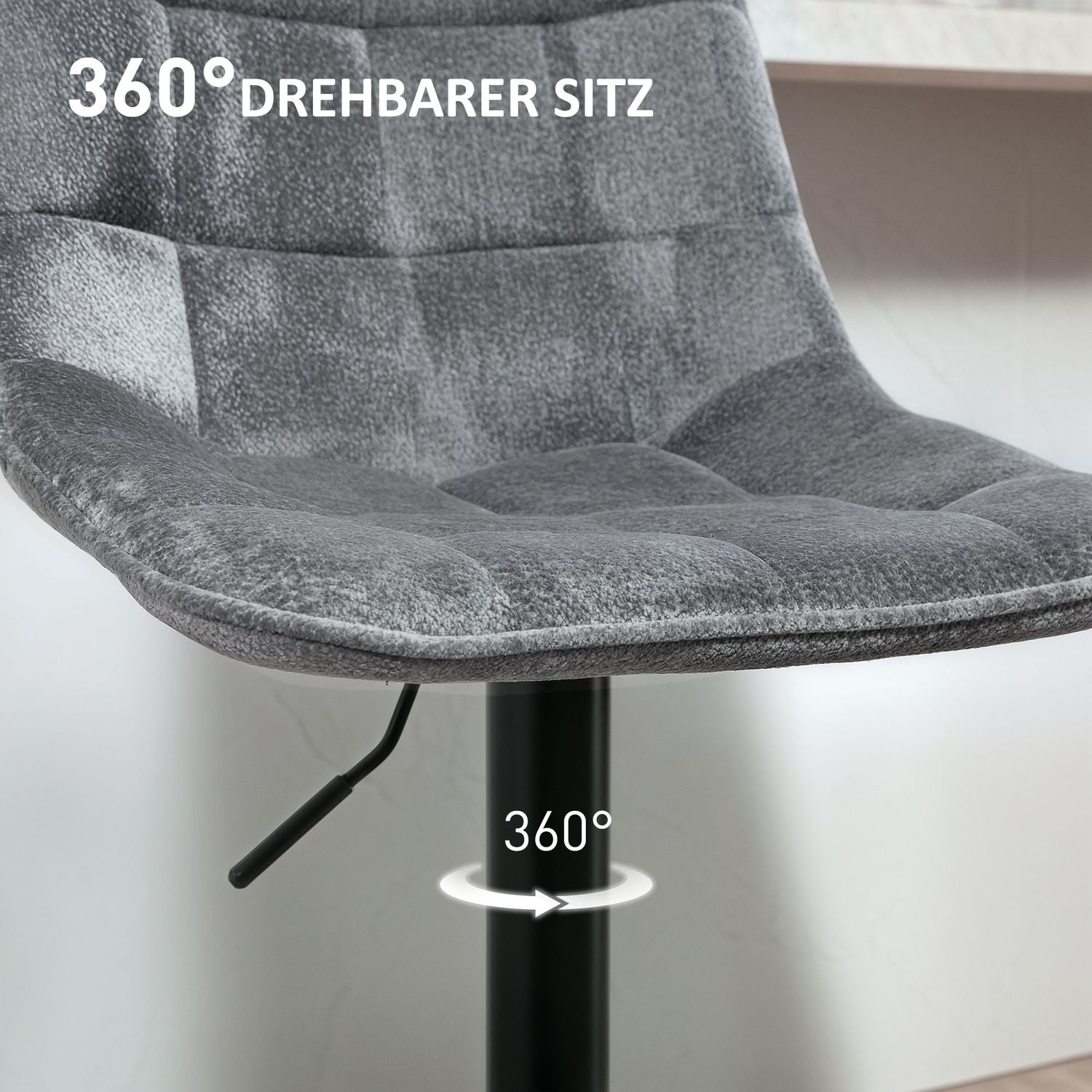 Tmavě šedé nastavitelné barové židle, sada 2 kusů, s opěradly