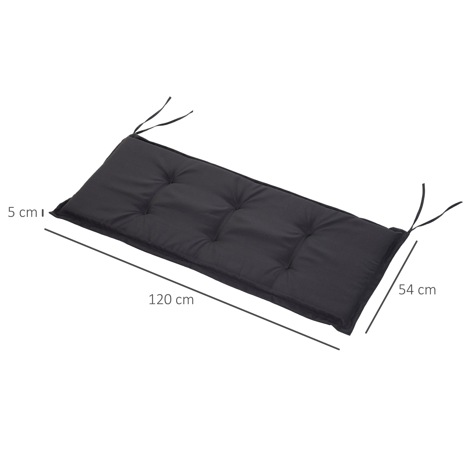 Mörkgrå trädgårdsbänkkuddar, mjuk polyester, 120x54x5 Cm