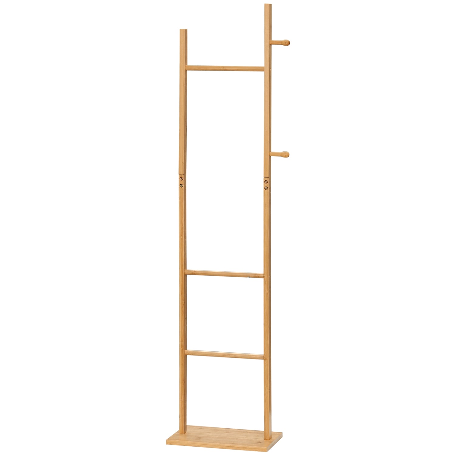 Přírodní bambusový věšák na oblečení – 2 háčky, 3 tyče, 36x24x168 cm