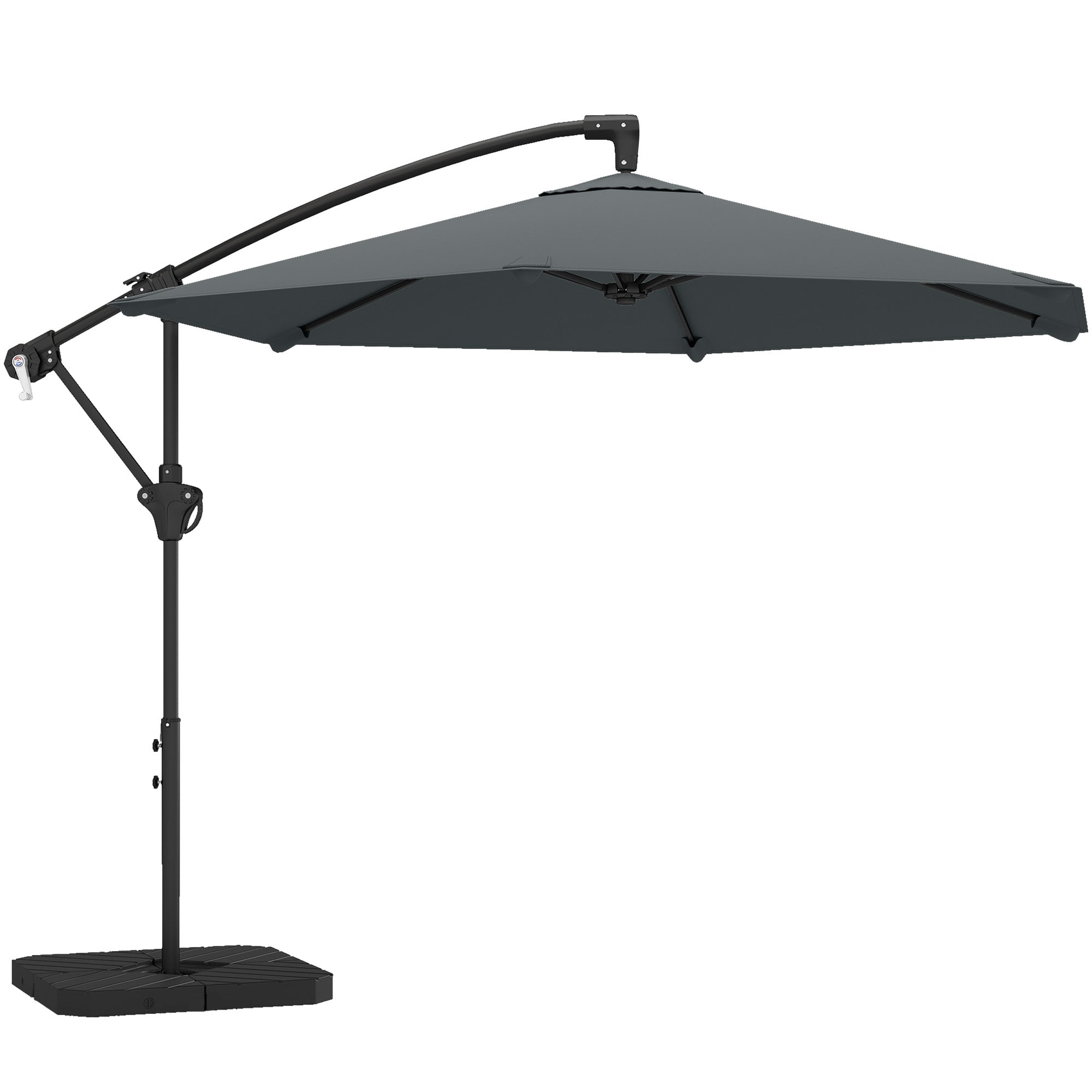 Offset-parasoll, 3 m, mörkgrå, UPF 30+ skydd