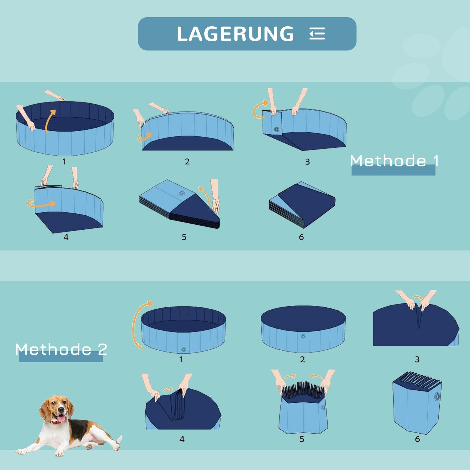 Paddlingsbassäng för hund – slitstark PVC och trä, 80 cm blå