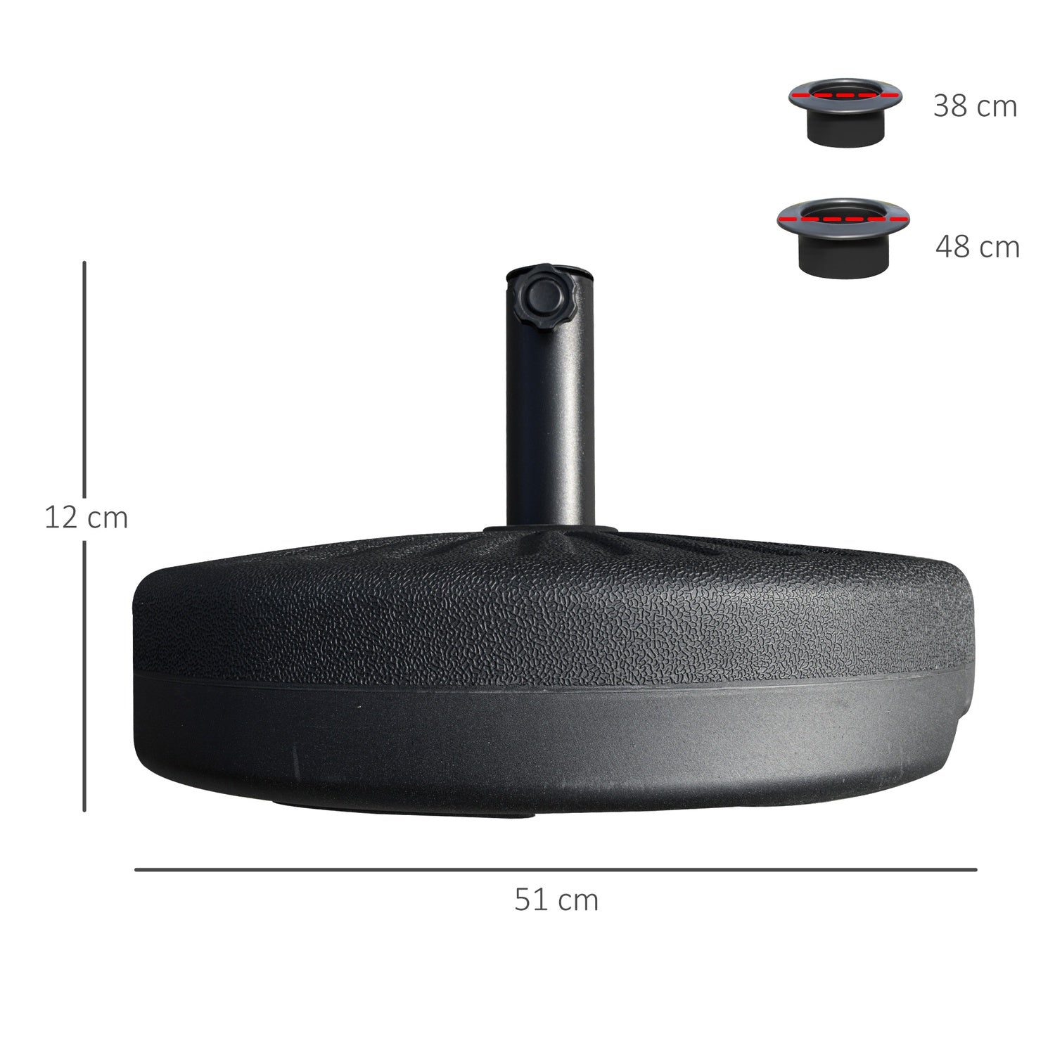 Parasoll Bas 22 Kg, Cement, Svart – Passar Ø38/48 Mm