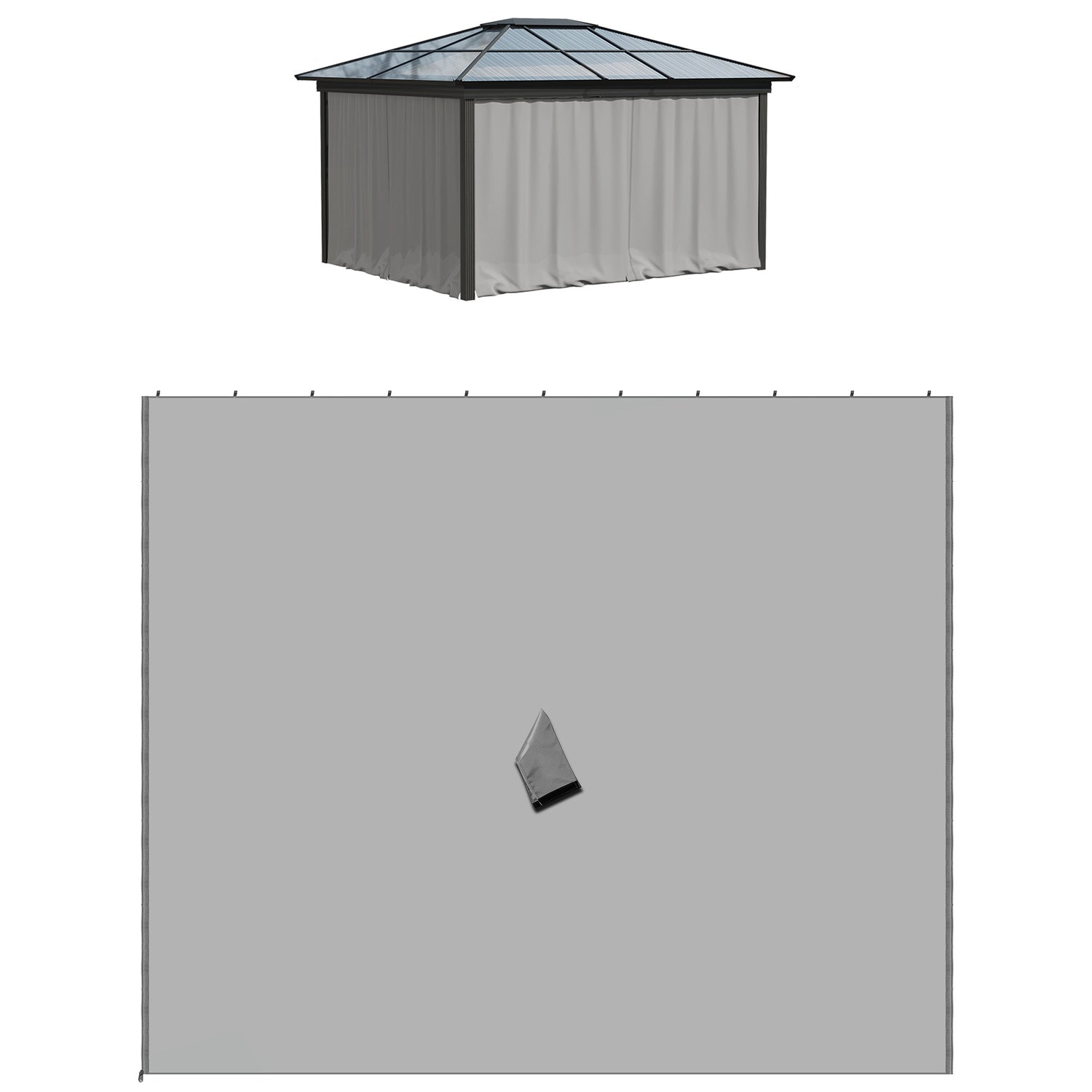Boční stěny altánu, polyesterové, 3x3m, světle šedé, s háčkovým uchycením