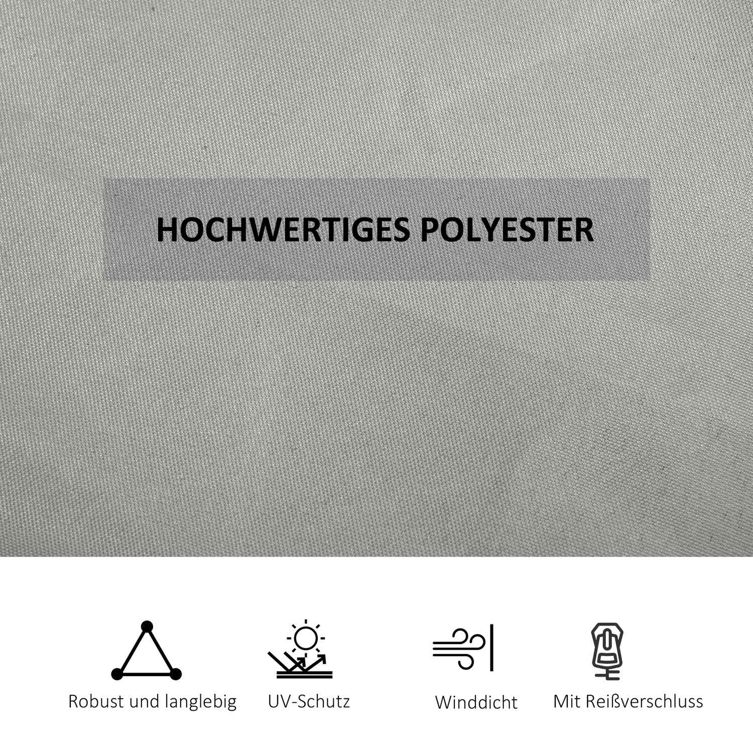 Boční stěny altánu, polyesterové, 3x3m, světle šedé, s háčkovým uchycením