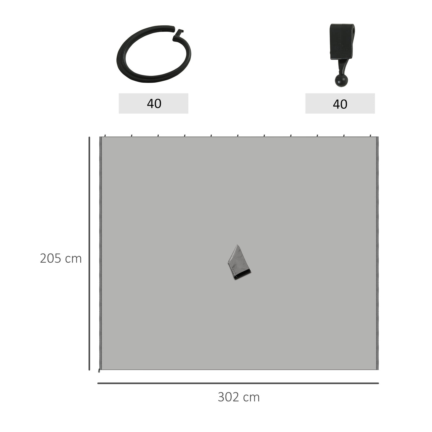 Boční stěny altánu, polyesterové, 3x3m, světle šedé, s háčkovým uchycením