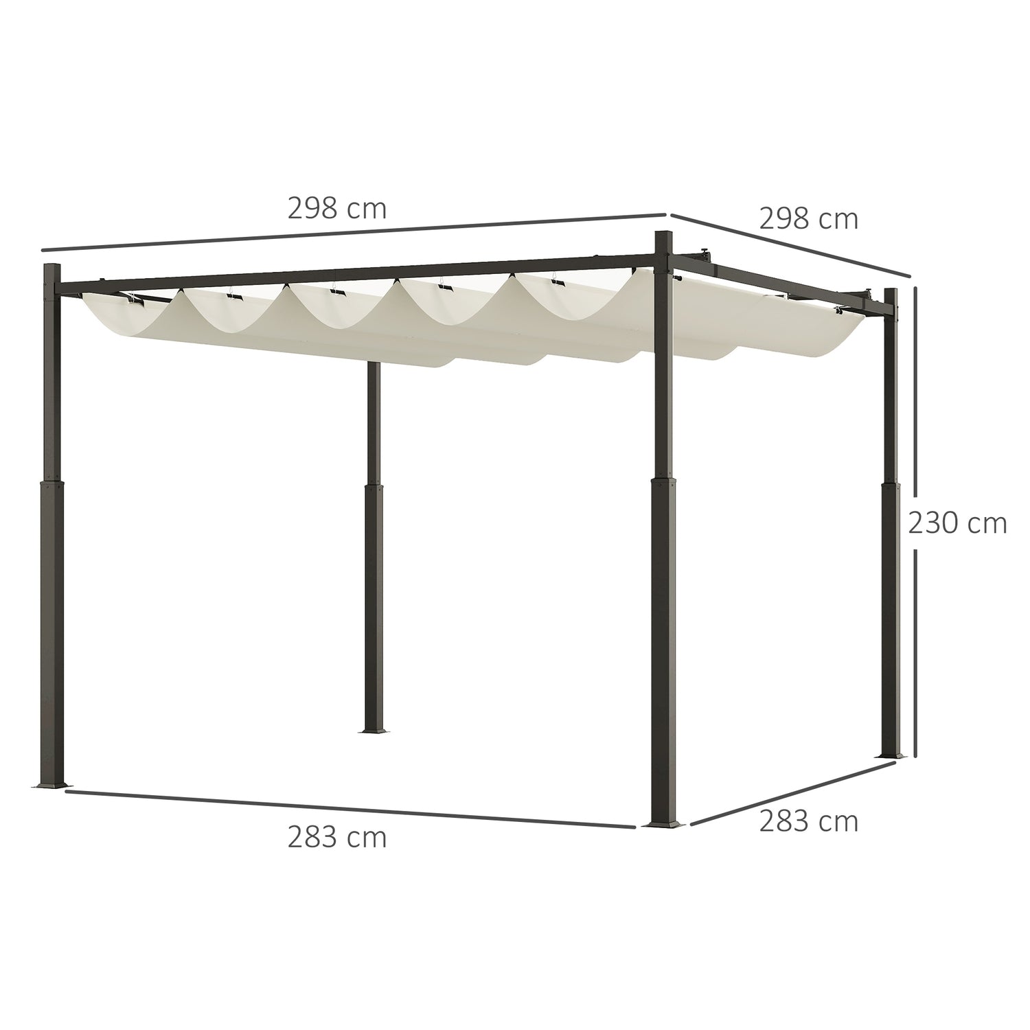 Volně stojící kovová pergola 3x3m na terasu, UV 30+, krémově bílá