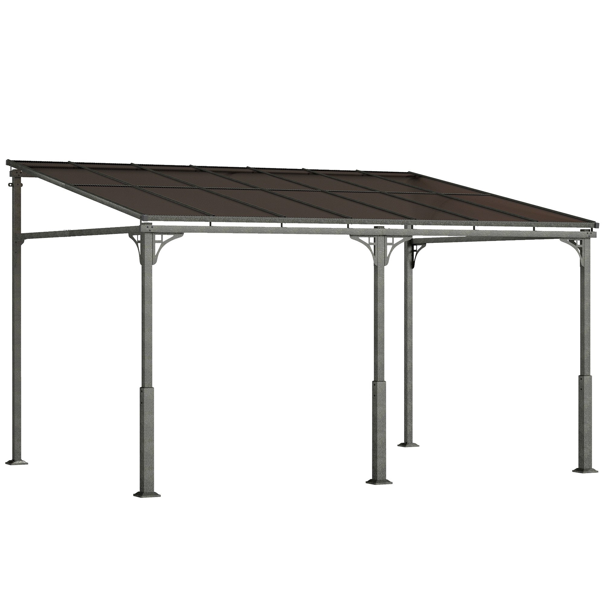 Pergola med polykarbonattak, metallram, 400x300 cm