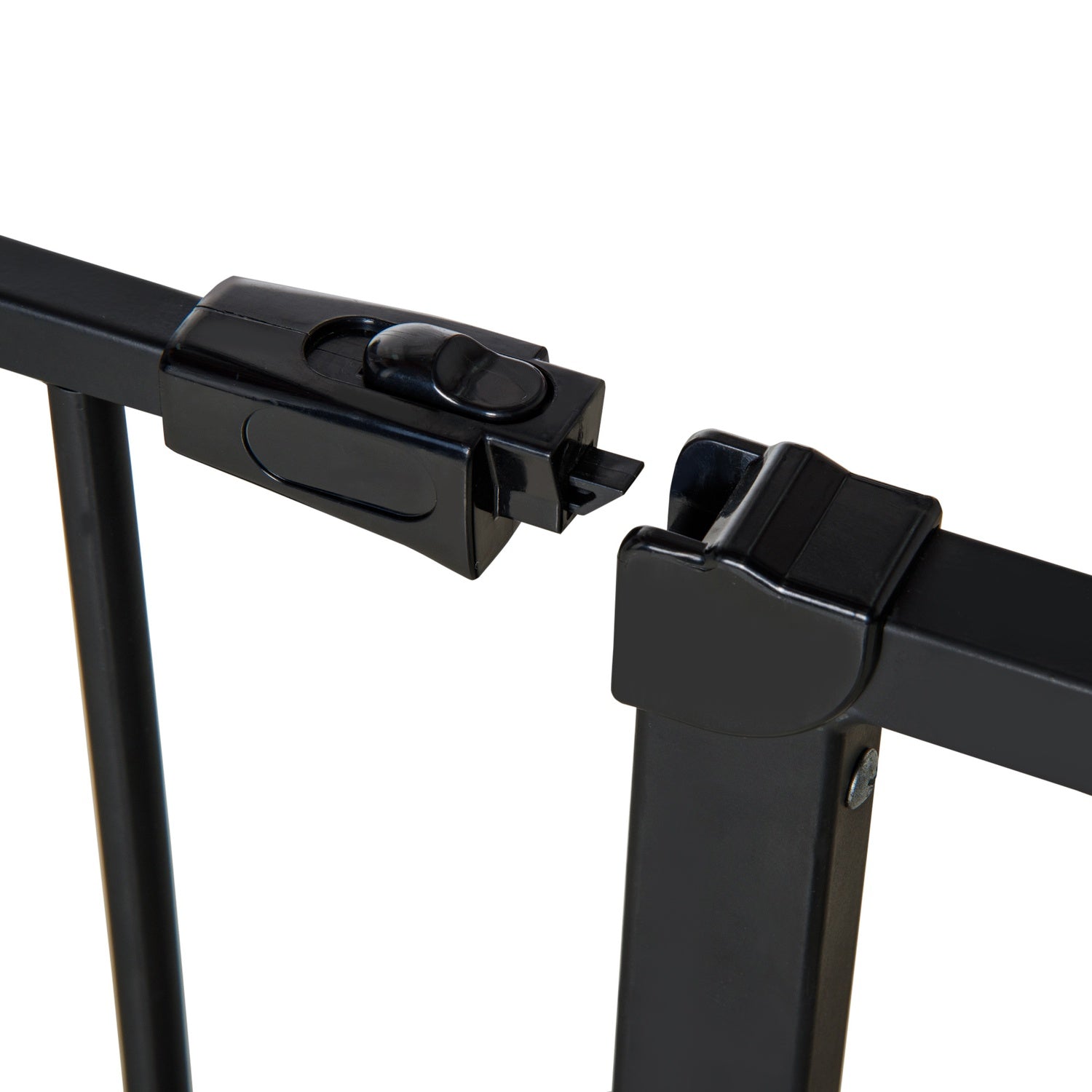 Pet Dog Gate – Black Steel, No-Drill, 76-107x76cm