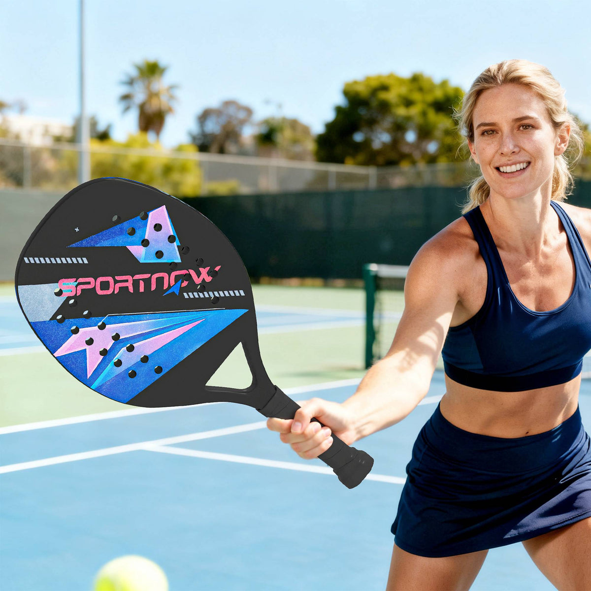 Sada pálek na pickleball, karbonová vlákna, protiskluzová rukojeť, taška v balení