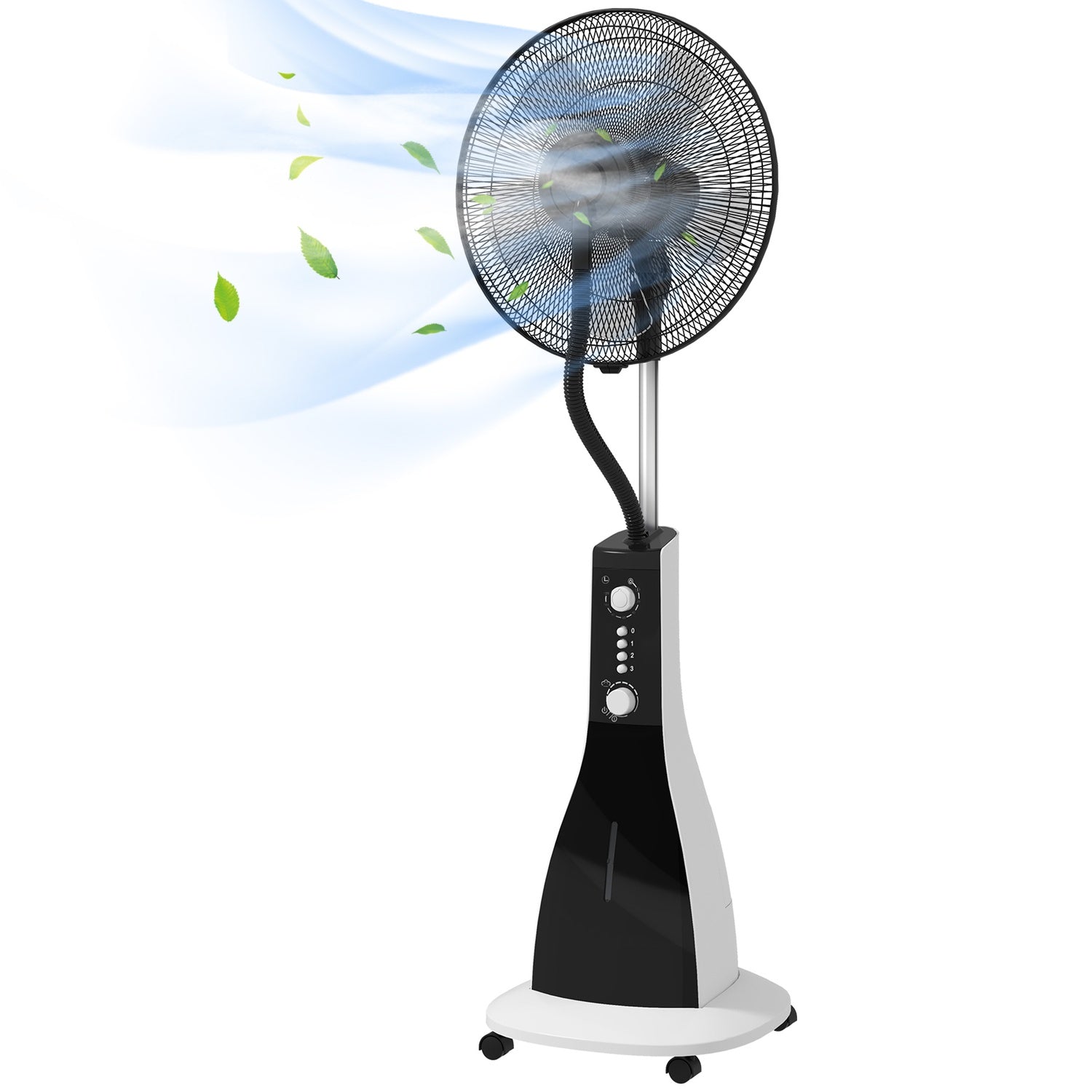 Stojanový mlhový ventilátor, 3 režimy, nádrž 3 l, časovač, černý