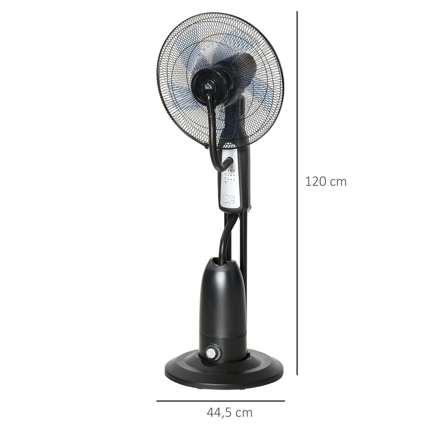 Piedestalfläkt med dimma, timer, justerbar vinkel, 3 lägen