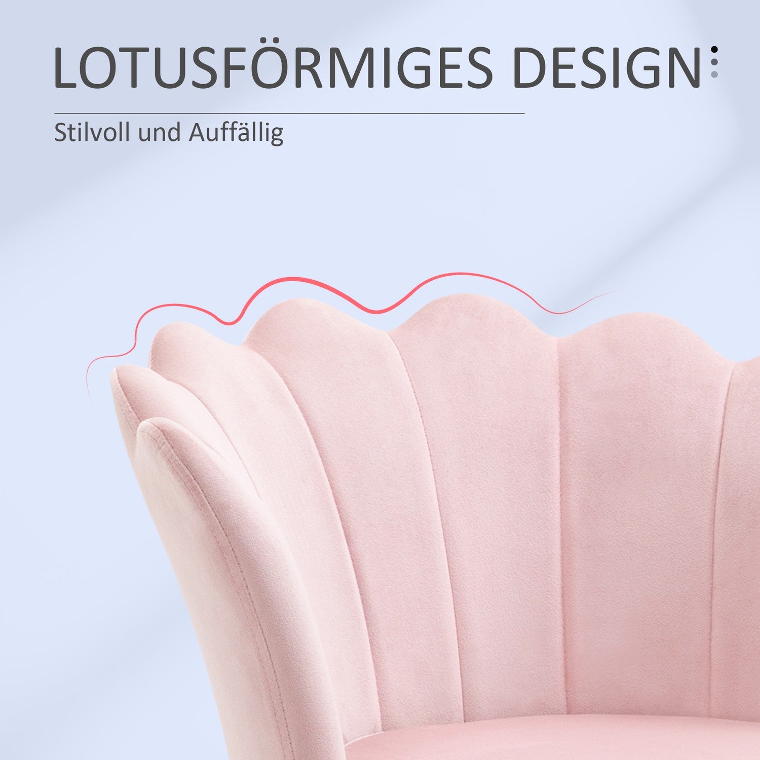 Růžové sametové lounge křeslo, design Lotus, kovová základna