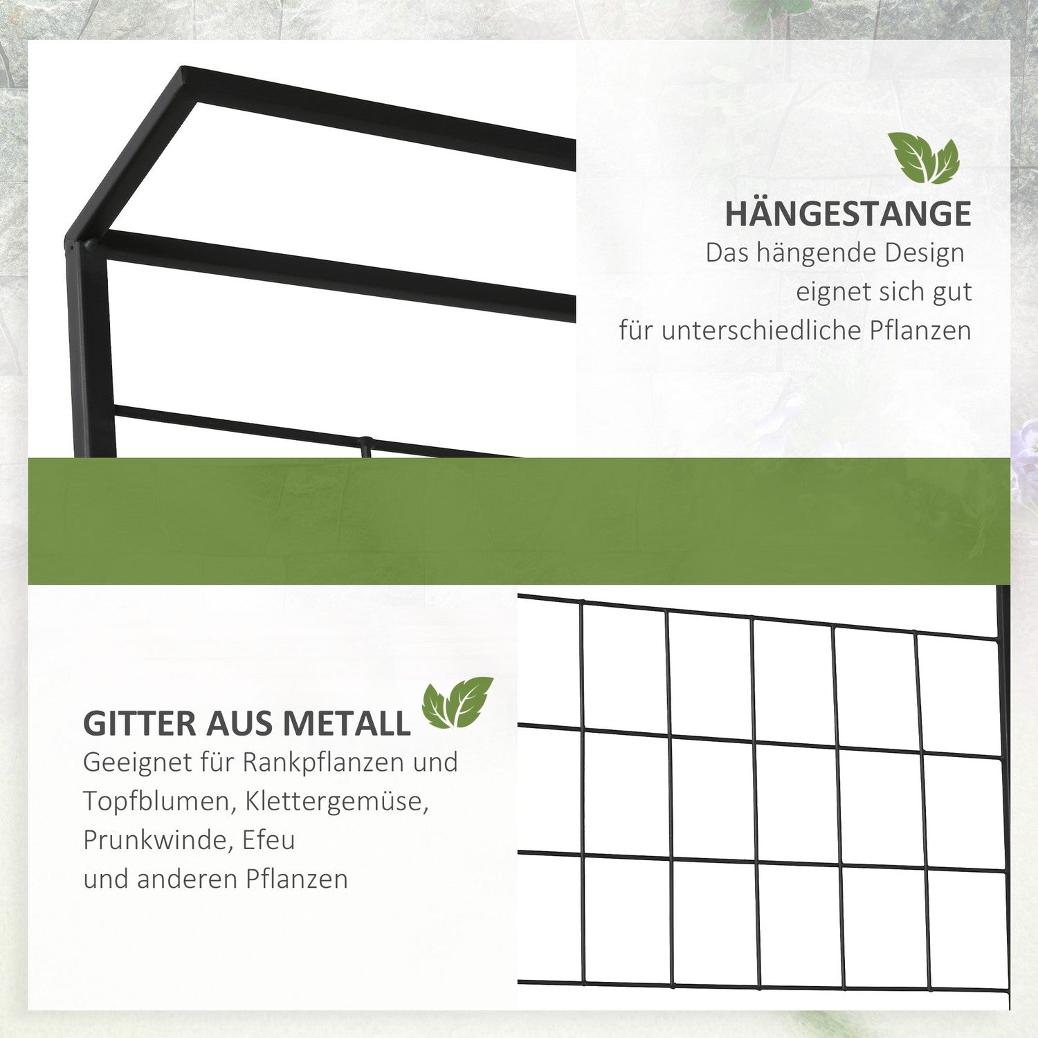 Plantställning i metall med 3 steg för inomhus- och utomhusbruk