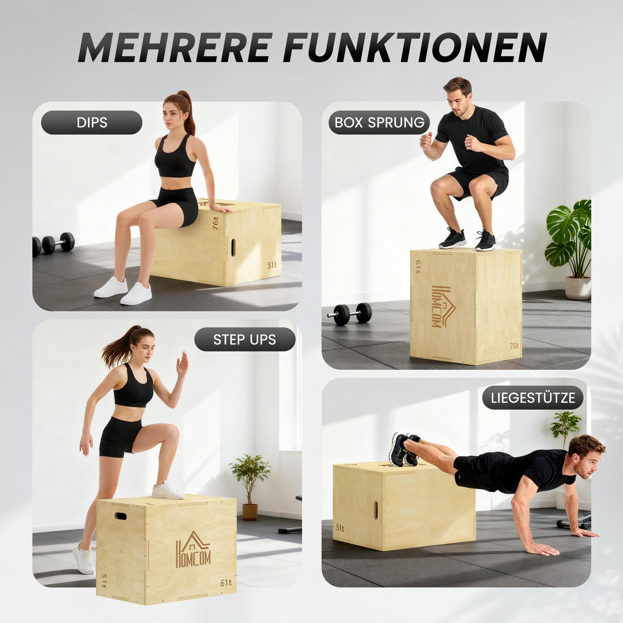Plyobox 3-i-1, Naturträ, 51/61/76 cm, 120 kg kapacitet